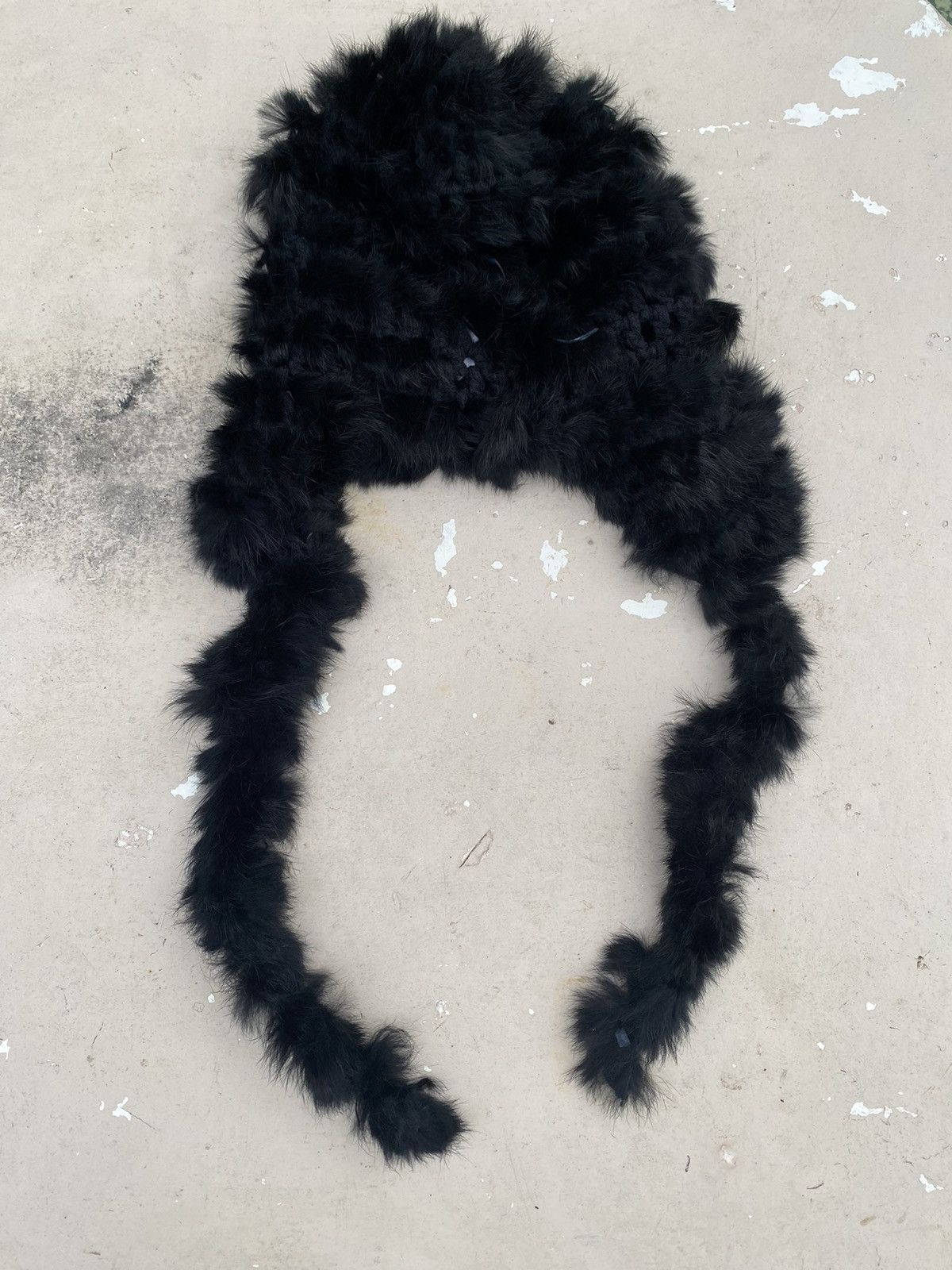 Comme Ca Ism Rabbit Fur Knit Hat Size ONE SIZE - 2 Thumbnail