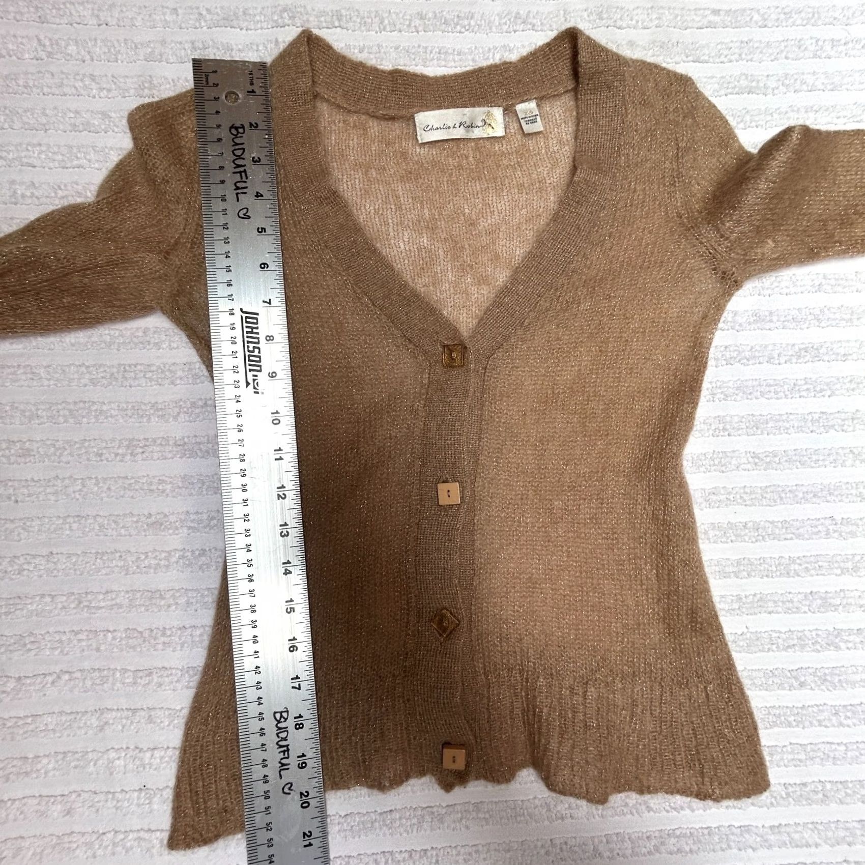 Anthropologie Anthropologie Charlie & Robin Women's Cardigan Sweater V-Neck Beige Size XS Size XS / US 0-2 / IT 36-38 - 5 Thumbnail