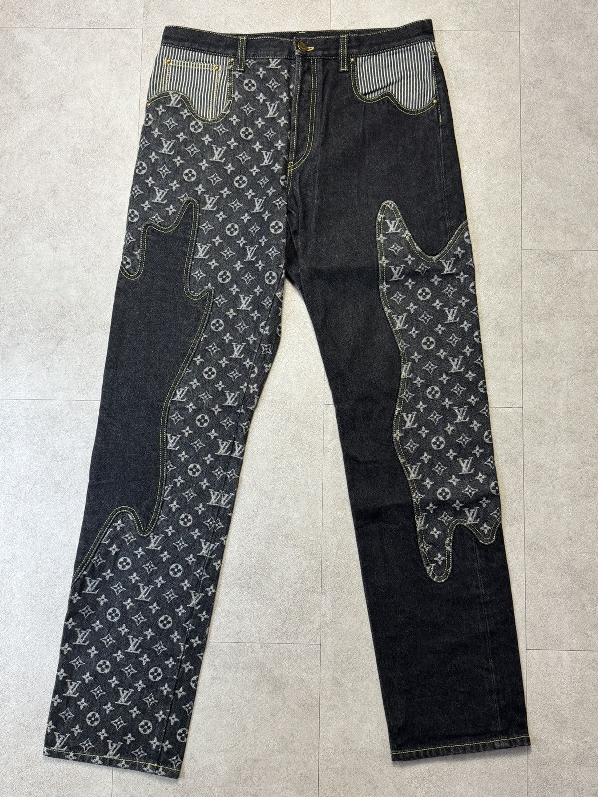 Louis Vuitton x Nigo デニム LOUIS VUITTON X NIGO GIANT DAMIER WAVES MONOGRAM DENIM PANTS