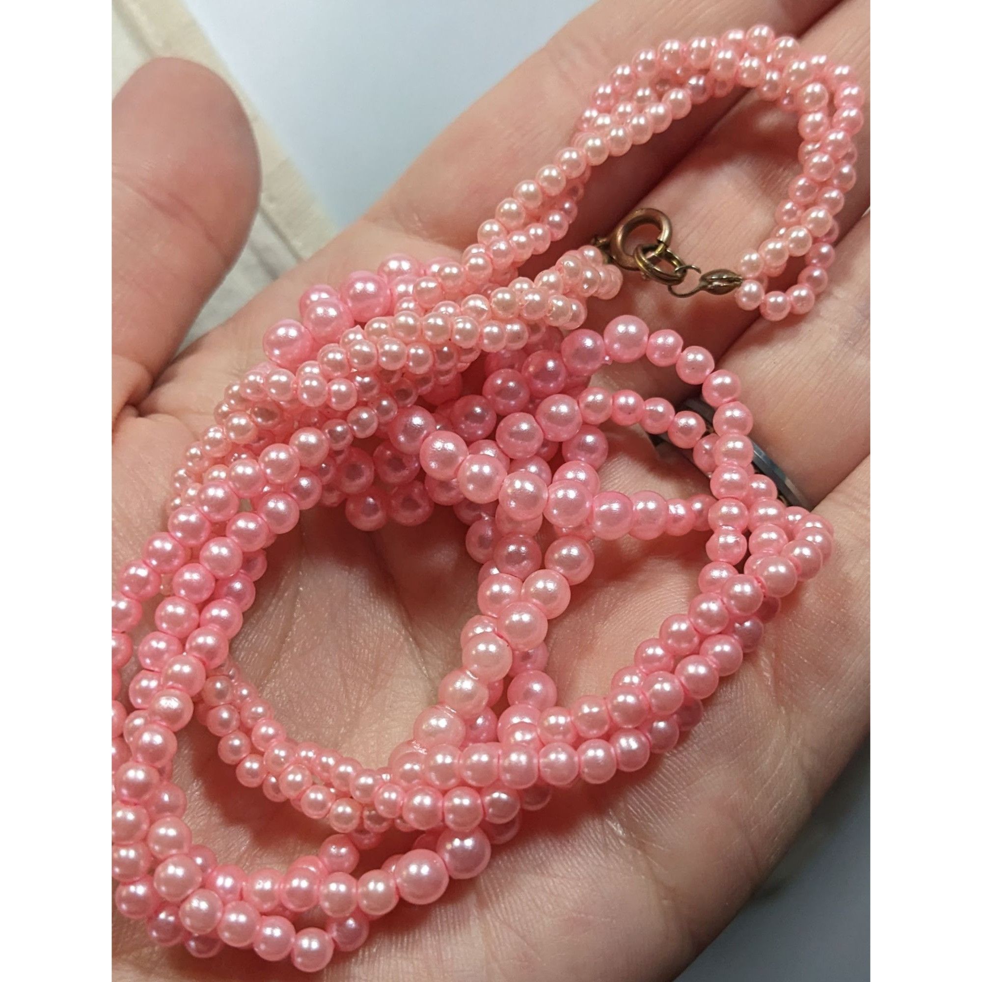 Other Coquette Pink Faux Pearl Triple Strand Twisted Necklace Size ONE SIZE - 5 Thumbnail