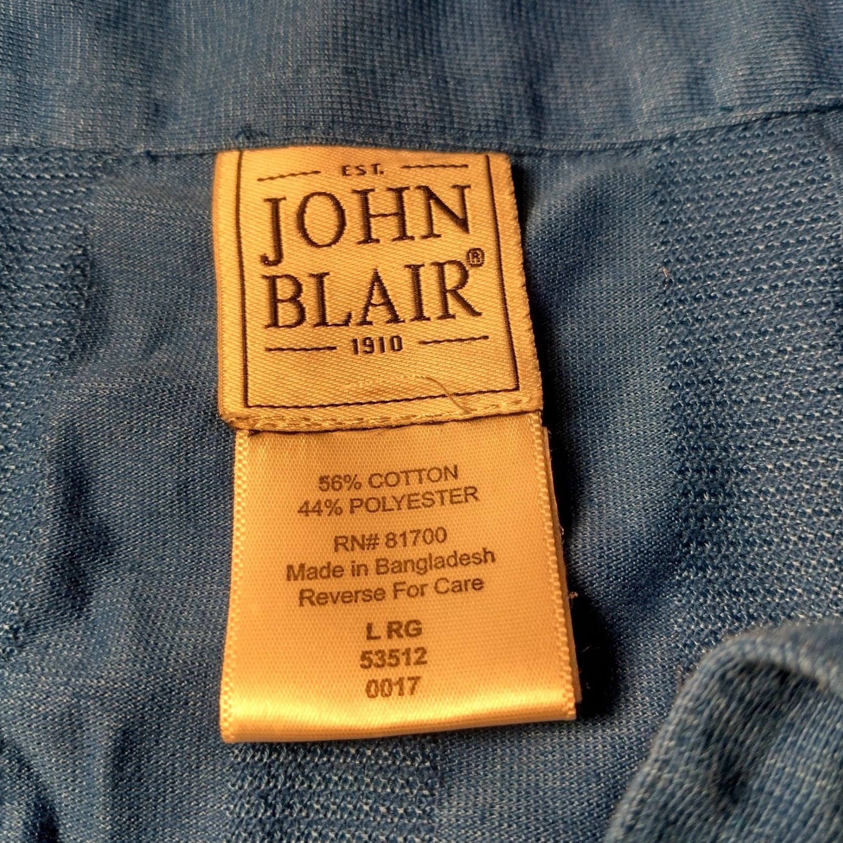 Blair John Blair Polo Shirt L Royal Blue Stripe Knit Collared Pullover Mens Regular Short Sleeve Golf Business Casual Size US L / EU 52-54 / 3 - 6 Thumbnail