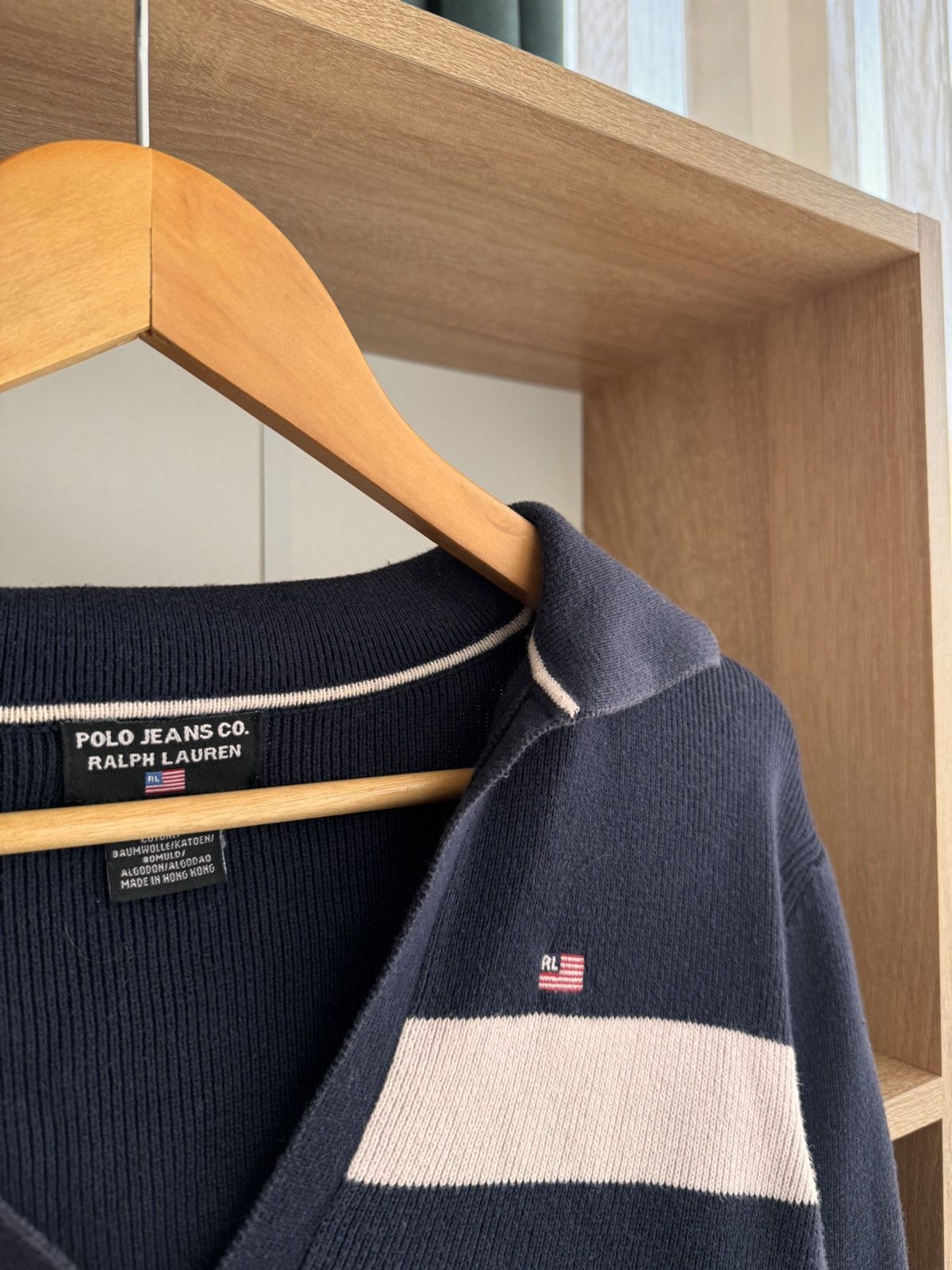 Polo Ralph Lauren × Vintage Vintage Polo Ralph Lauren Ribbed Knit Black 1/4 Sweater Size M / US 6-8 / IT 42-44 - 5 Thumbnail