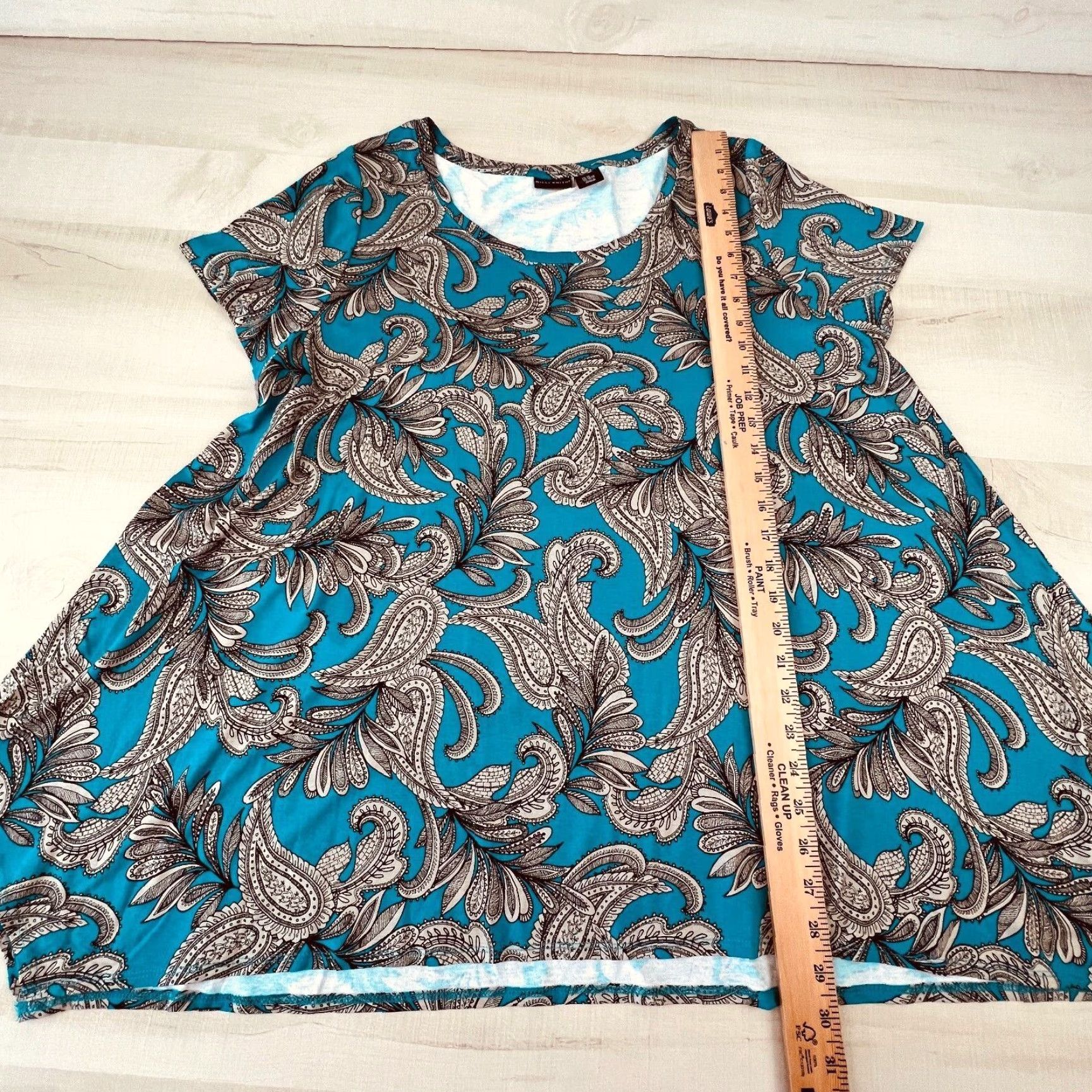 Willi Smith Willi Smith Blue Paisley Short Sleeve Blouse Womens 2X Size XXL / US 16-18 / IT 52-54 - 5 Thumbnail