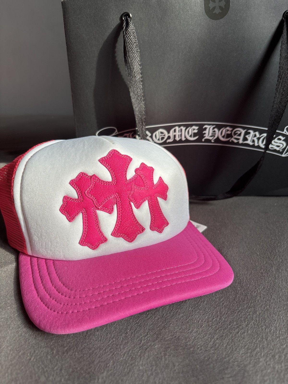 Chrome Hearts Trucker Cap Triple cemetry cross neon pink Size ONE SIZE - 1 Thumbnail