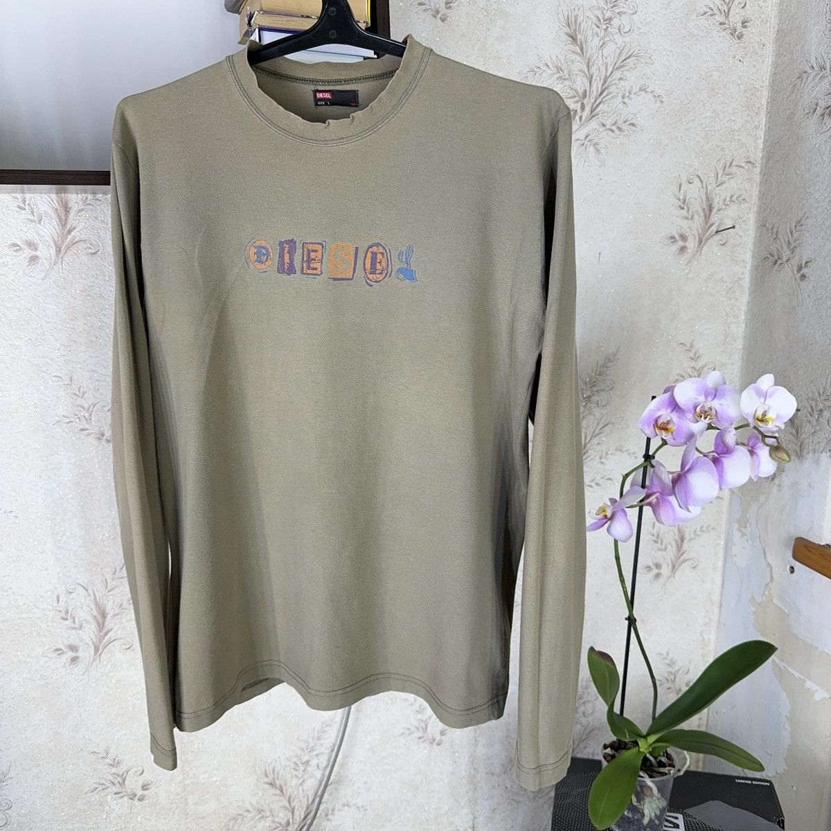 Diesel Vintage Diesel Longsleeve Archive Centre Khaki Avant Garde Size US L / EU 52-54 / 3 - 6 Thumbnail