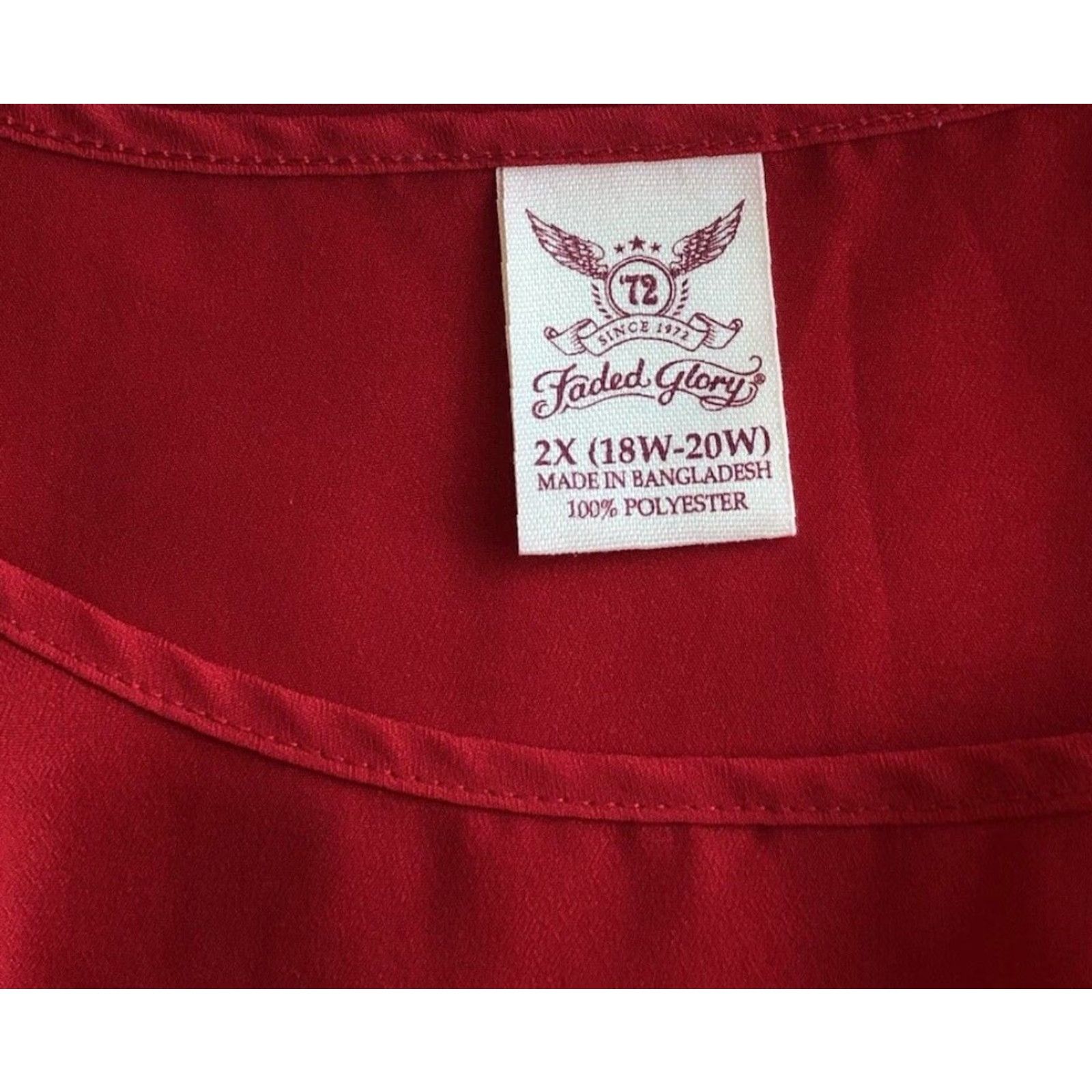 Faded Glory Faded Glory Tank Top Sleeveless Red 20W 2X Scoop Neck Pocket Flowy Valentine Women Shirt Adult Plus Size XS? Size 3XL / US 20-22 - 5 Thumbnail
