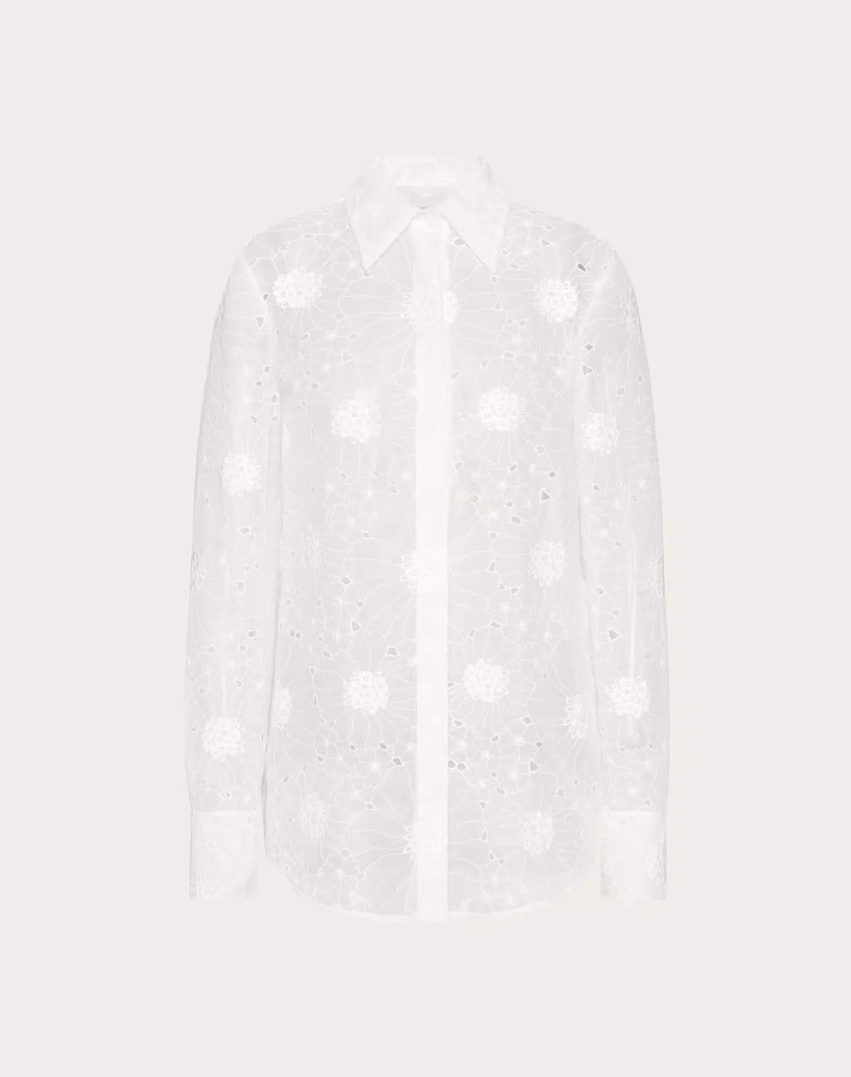 Valentino o1s1wg110426 Daisy Organdis Shirt in White Size S / US 4 / IT 40 - 1 Thumbnail