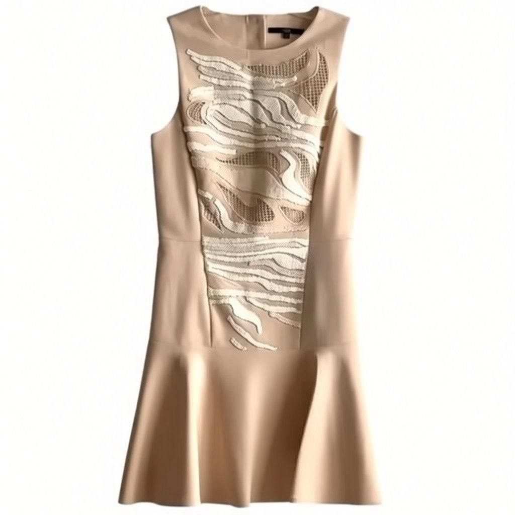 Tibi Tibi Beige Crew Neck Sleeveless Mini Dress, US6 Size M / US 6-8 / IT 42-44 - 7 Thumbnail