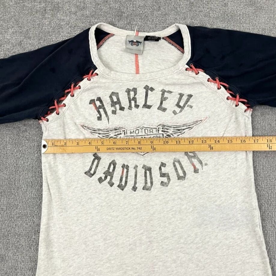 Harley Davidson Harley-Davidson Biker Shirt Womens Large Multicolor Raglan Crew Neck Short Sleeve Size L / US 10 / IT 46 - 5 Thumbnail