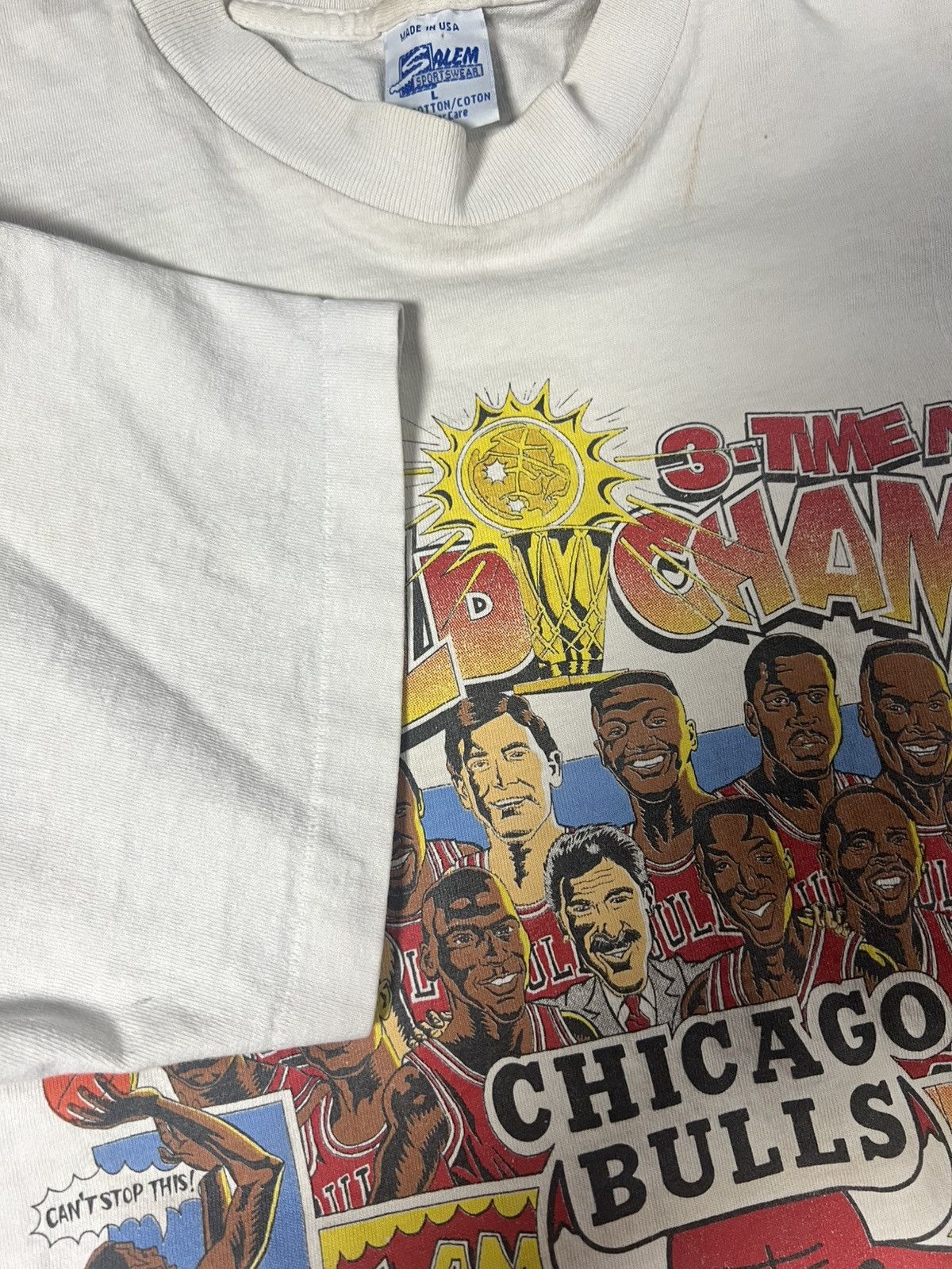 Salem Sportswear Vintage 90’s Salem Sports Chicago Bulls Caricature Comic Tee Size US L / EU 52-54 / 3 - 2 Thumbnail
