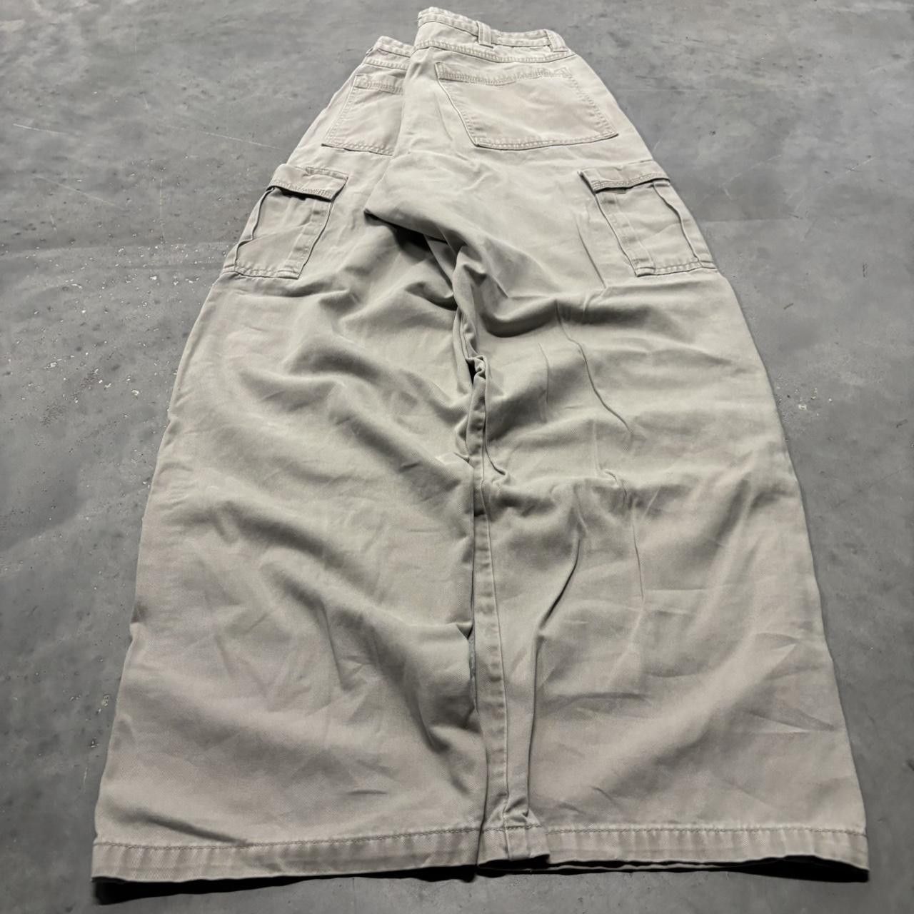 Japanese Brand × Vintage Crazy Vintage Y2K/2000s Baggy Khaki Cream Streetwear Skater Style Cargo Pants! Size US 36 / EU 52 - 4 Thumbnail