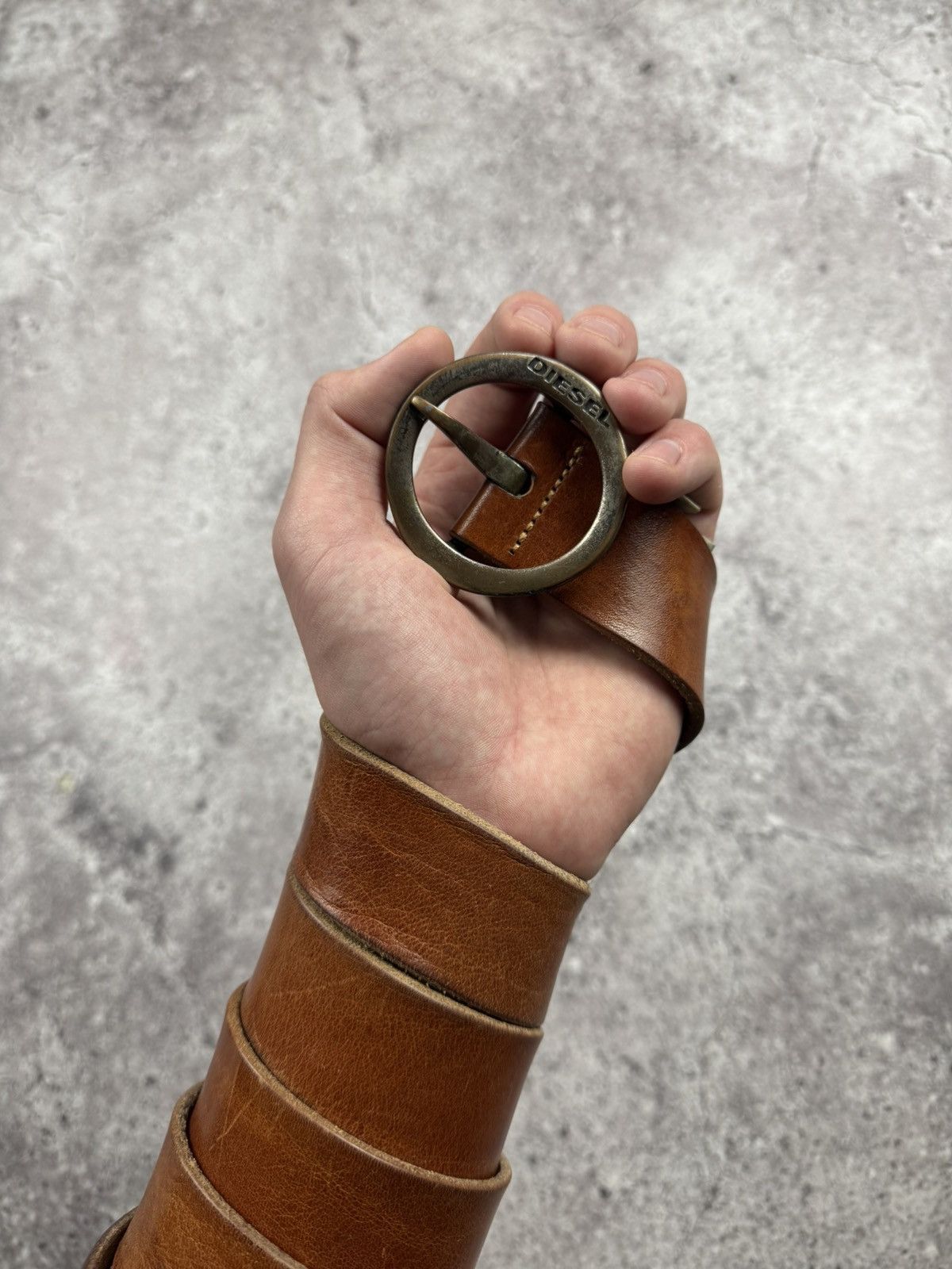 Diesel Vintage Diesel Leather Belt 90s Metal Letter Buckle Rare Y2K Size ONE SIZE - 6 Thumbnail