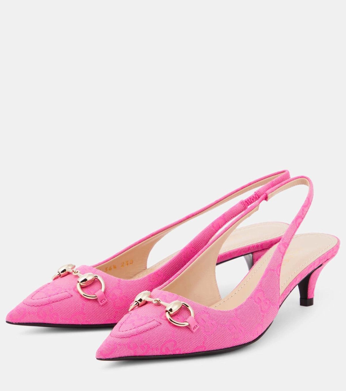 Gucci o1loc1c0226 Horsebit GG Canvas Slingback Pumps in Pink Size US 6.5 / IT 36.5 - 3 Thumbnail