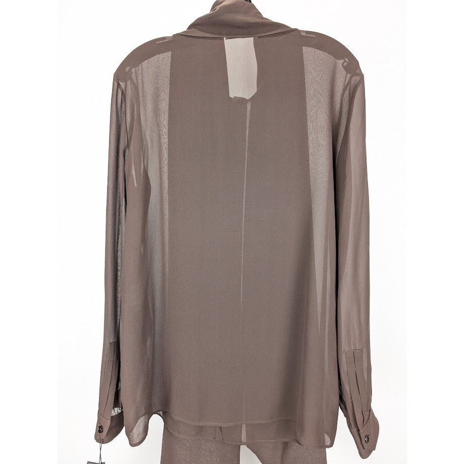 Saint Laurent Paris o1rshd1 Silk Lavalliere Shirt in Brown Size US S / EU 44-46 / 1 - 13 Thumbnail
