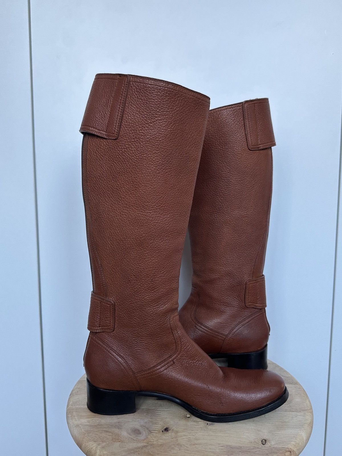 Prada Prada Brown Leather Knee High Riding Boots Designer Size US 6.5 / IT 36.5 - 5 Thumbnail