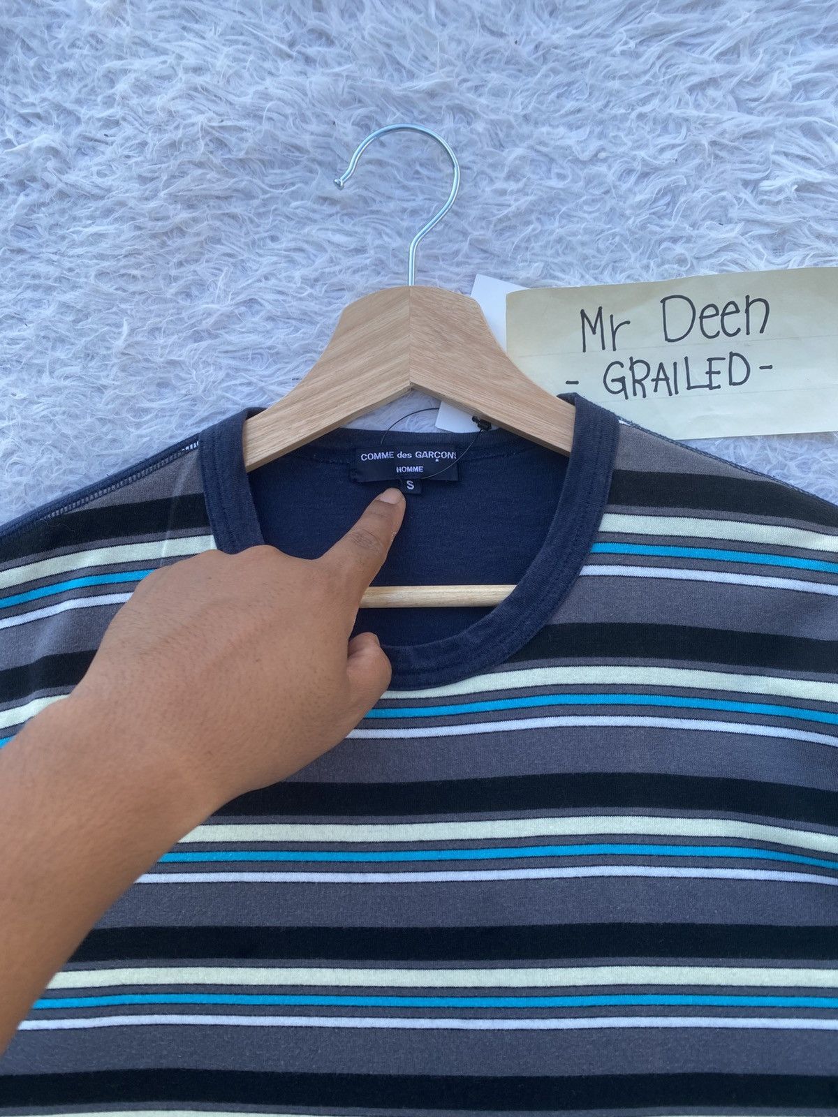 Comme des Garcons Homme Rare AD2009 Comme Des Garcons Homme Stripes Tshirt Size US S / EU 44-46 / 1 - 6 Thumbnail