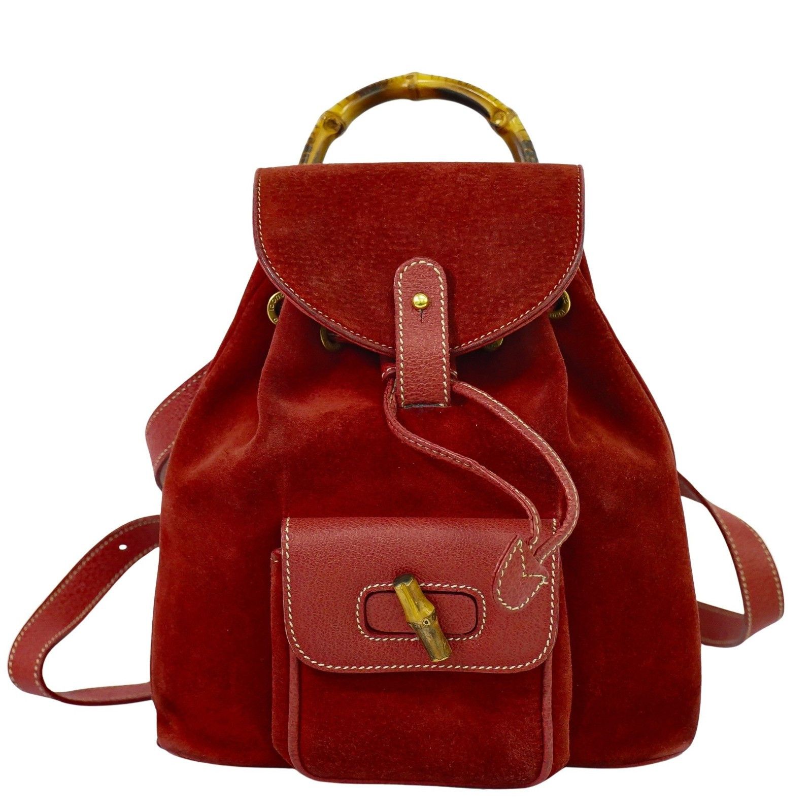 Gucci Gucci Vintage Bamboo Backpack Suede Size ONE SIZE - 1 Thumbnail