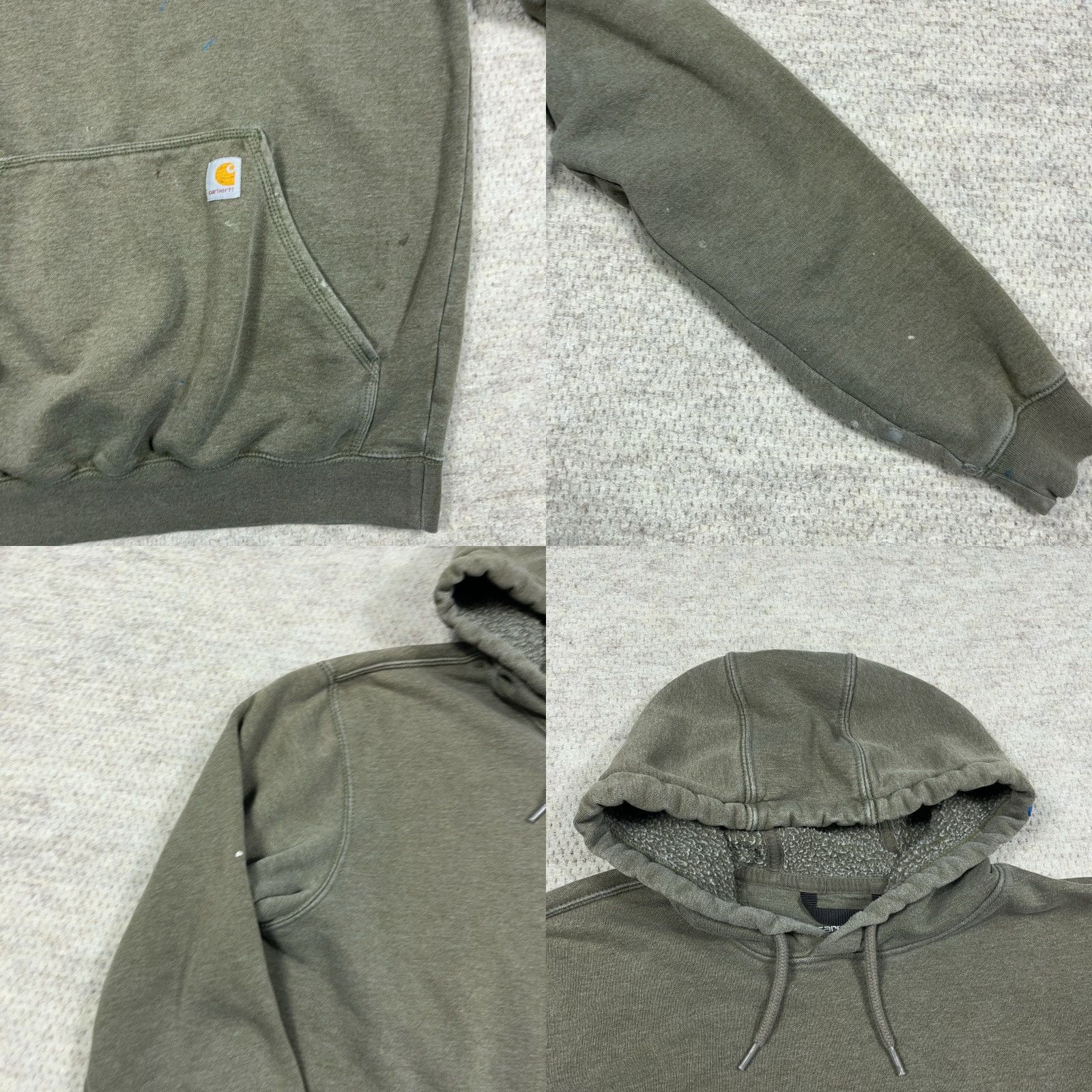 Carhartt Carhartt Hoodie Men Medium Olive Green Loose Fit Sleeve Spellout Sweatshirt Worn Size US M / EU 48-50 / 2 - 8 Thumbnail