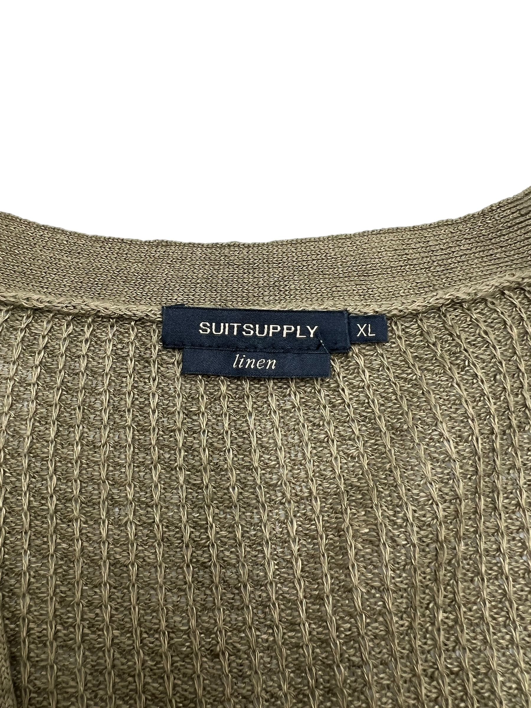Suitsupply SUITSUPPLY 100% Linen Front Button Knitted Sweater Size XL Size US XL / EU 56 / 4 - 5 Thumbnail