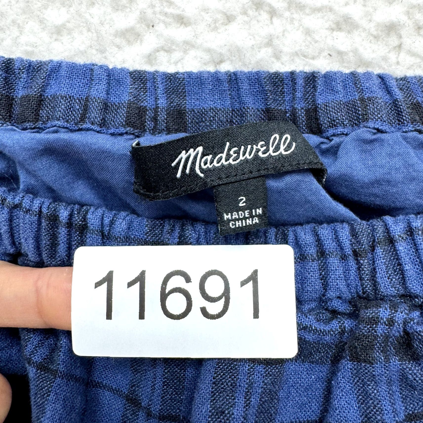 Madewell VINTAGE Madewell Mini Shift Dress 2 Small Blue Tartan Plaid Off Shoulder Linen Preppy Dress Womens Size XS / US 0-2 / IT 36-38 - 8 Thumbnail