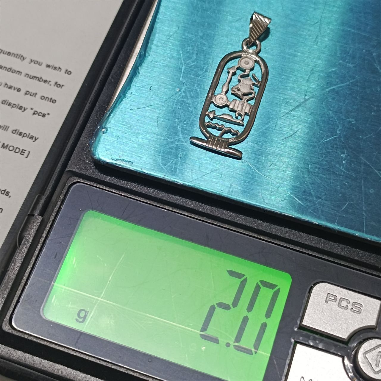 925 sterling silver Egyptian cartouche pendant