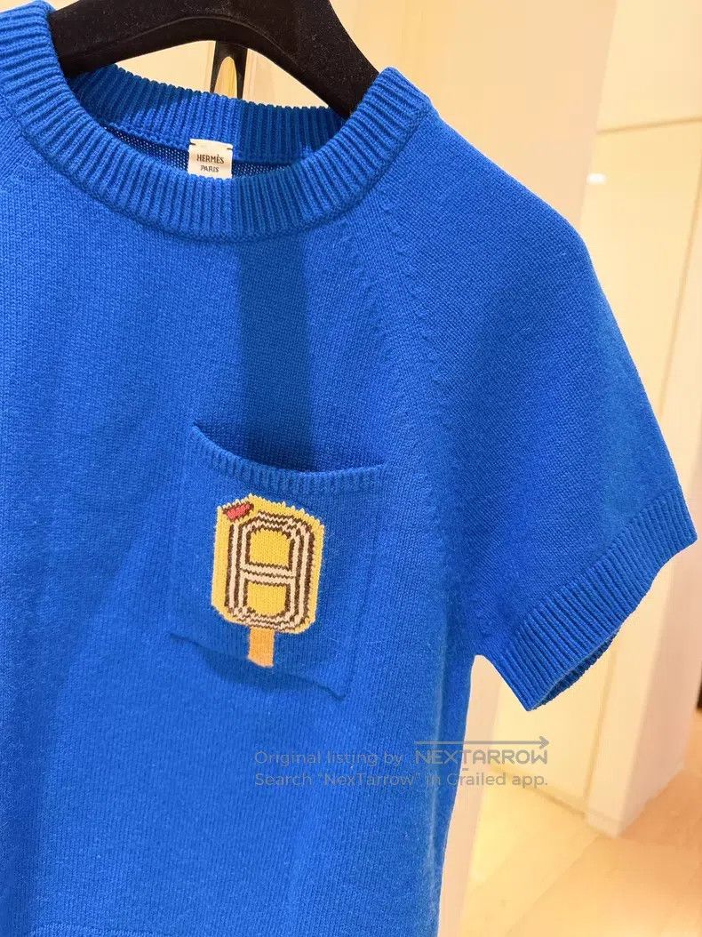 Hermes Hermes Deep Sea Blue Pig Nose Ice Cream Cashmere Short Sle Size XS / US 0-2 / IT 36-38 - 3 Thumbnail