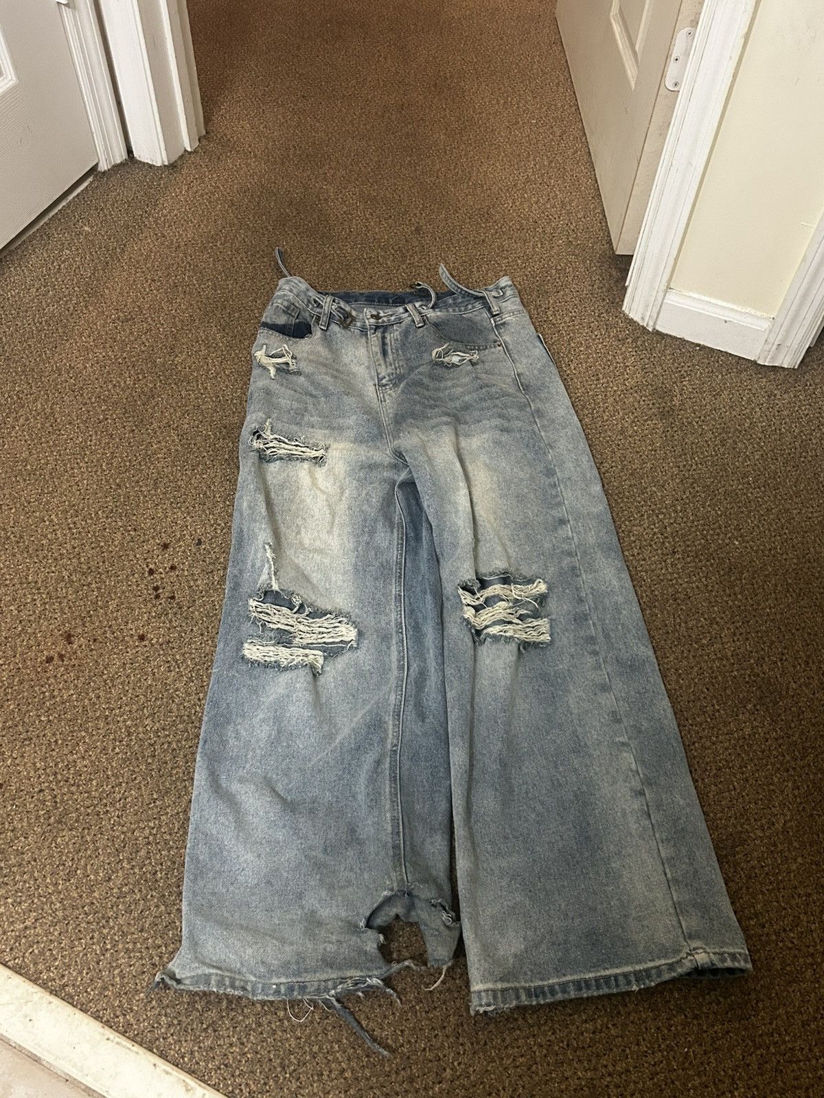Avant Toi Light Blue Distressed Baggy Denim Size US 32 / EU 48 - 1 Thumbnail