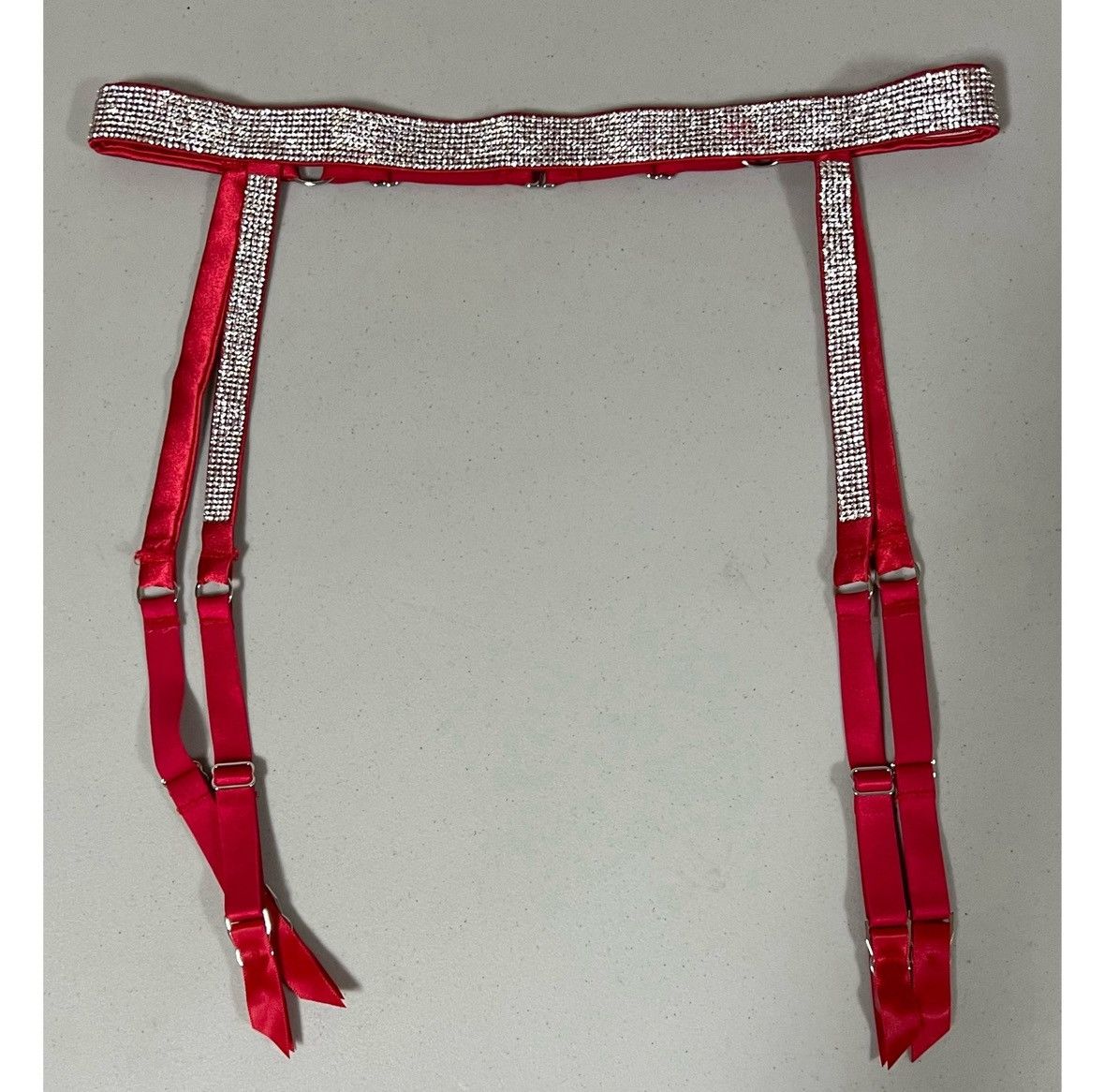 Victoria's Secret VS Red Satin Silk Diamond Garter Belt Lingerie Size XS/S 💎 Size ONE SIZE - 1 Thumbnail