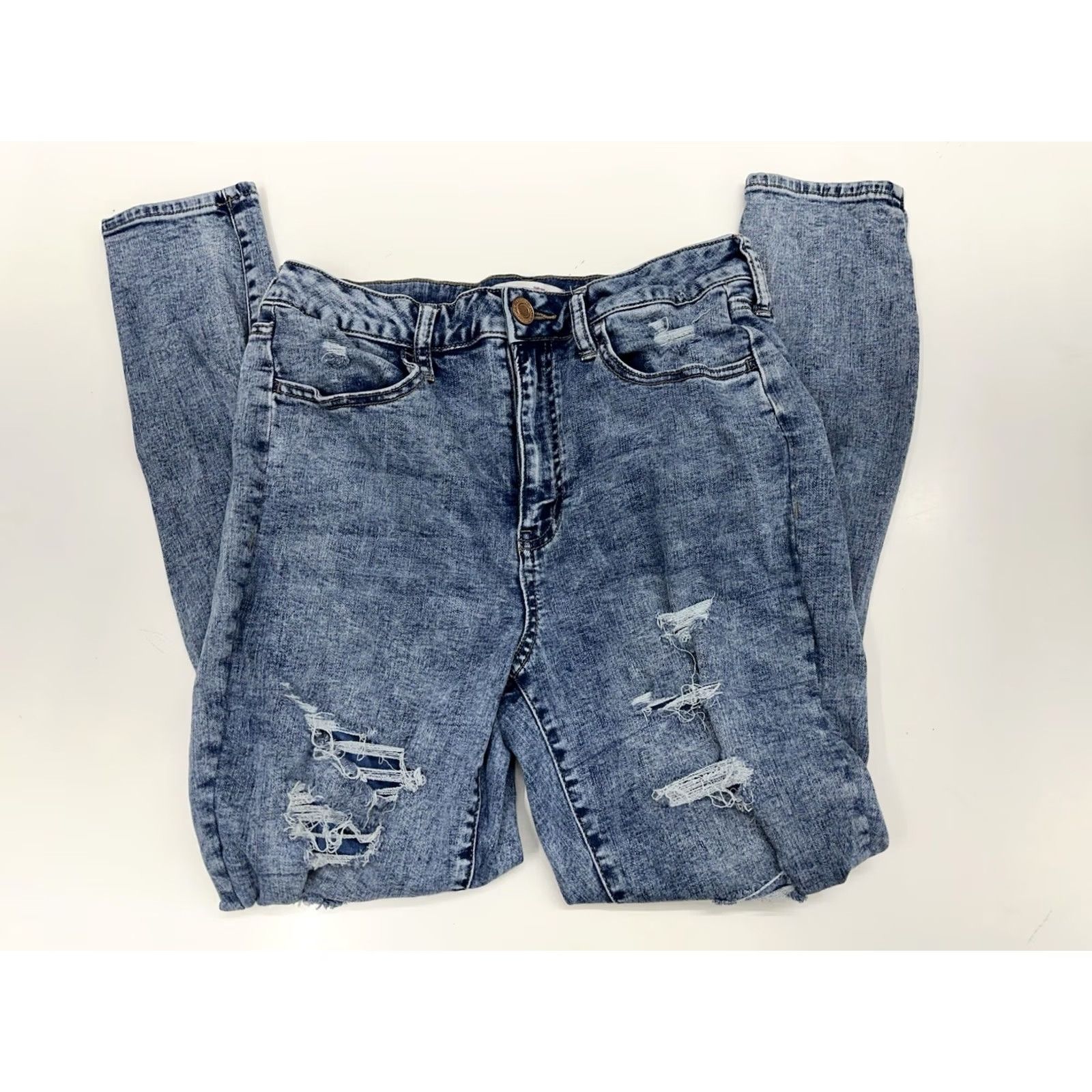 Vintage SO Juniors Jeans Size 13 High Rise Ultimate Jegging Distressed Denim Blue Size 34" / US 12 / IT 48 - 2 Thumbnail