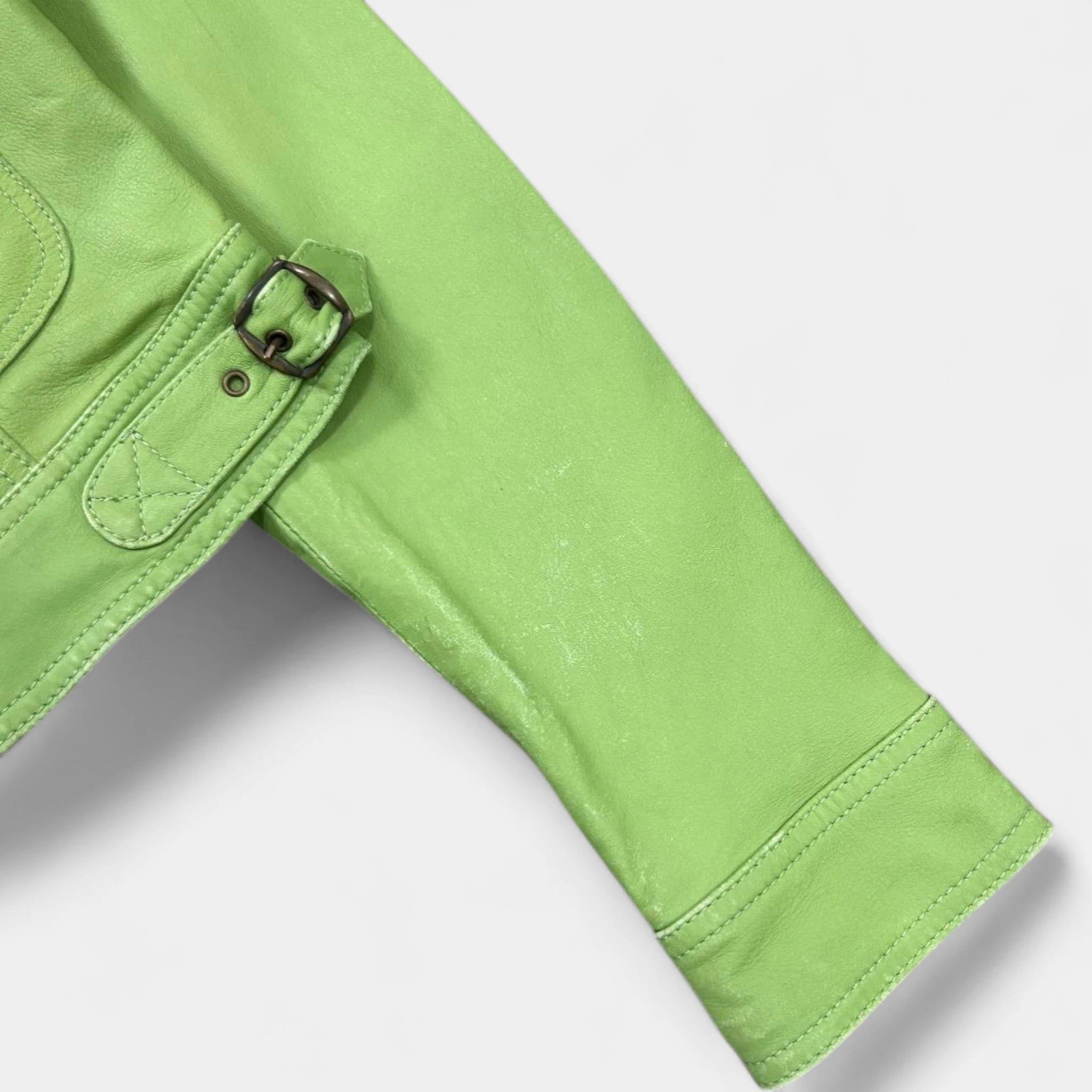 Dolce & Gabbana 2000's Dolce & Gabbana Matcha Green Leather Jacket Size S / US 4 / IT 40 - 7 Thumbnail