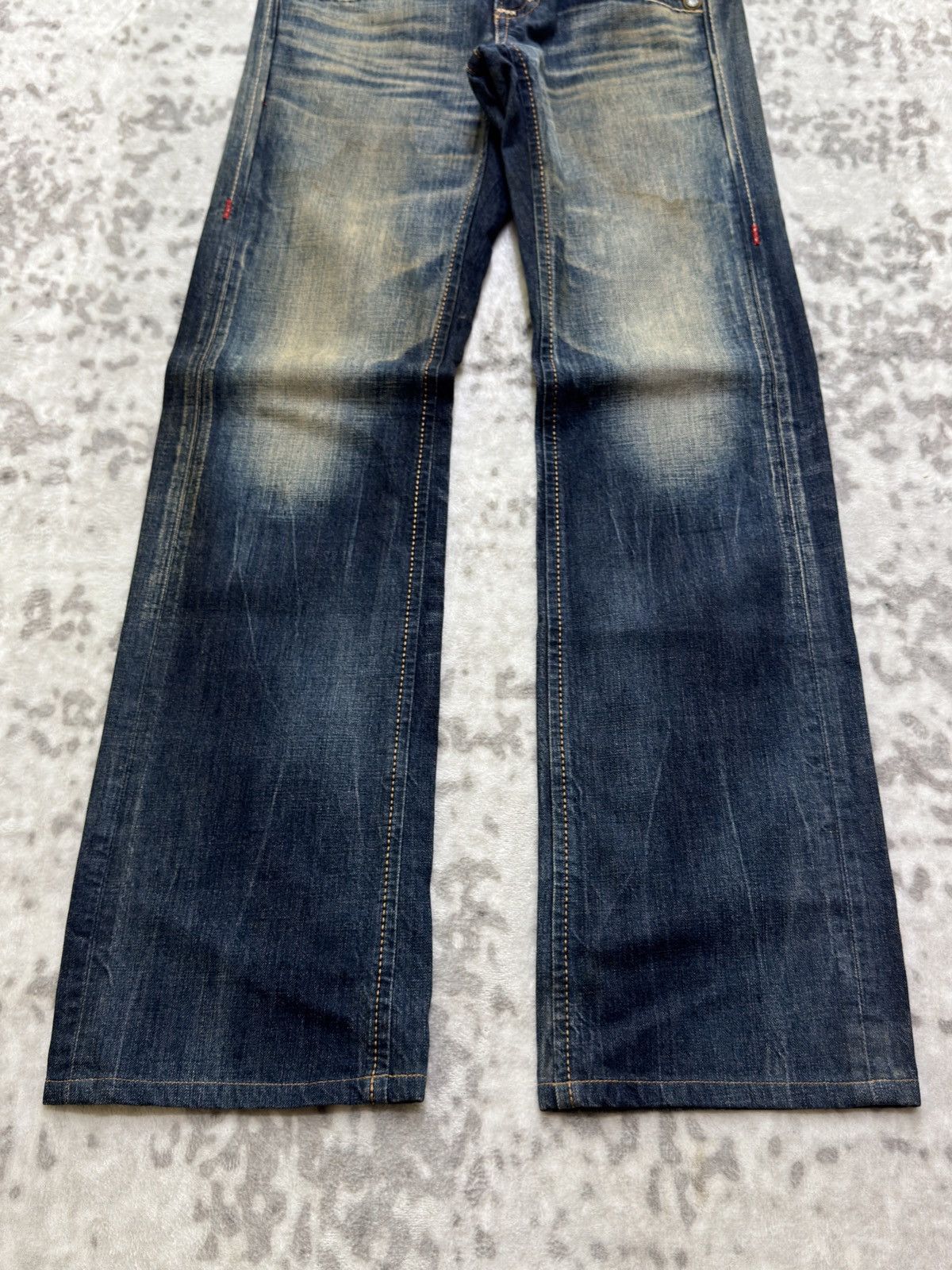 Edwin Edwin Blue Trip Flare Low Rise Mud Wash Buckle Back Denim Size US 28 / EU 44 - 6 Thumbnail