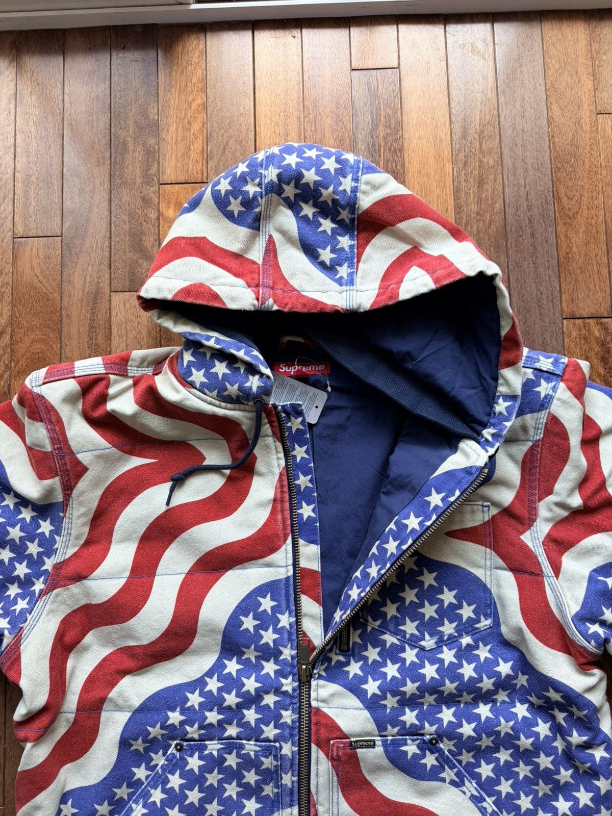 Supreme Supreme Flag Quilted Hooded Work Jacket - Large Size US L / EU 52-54 / 3 - 4 Thumbnail