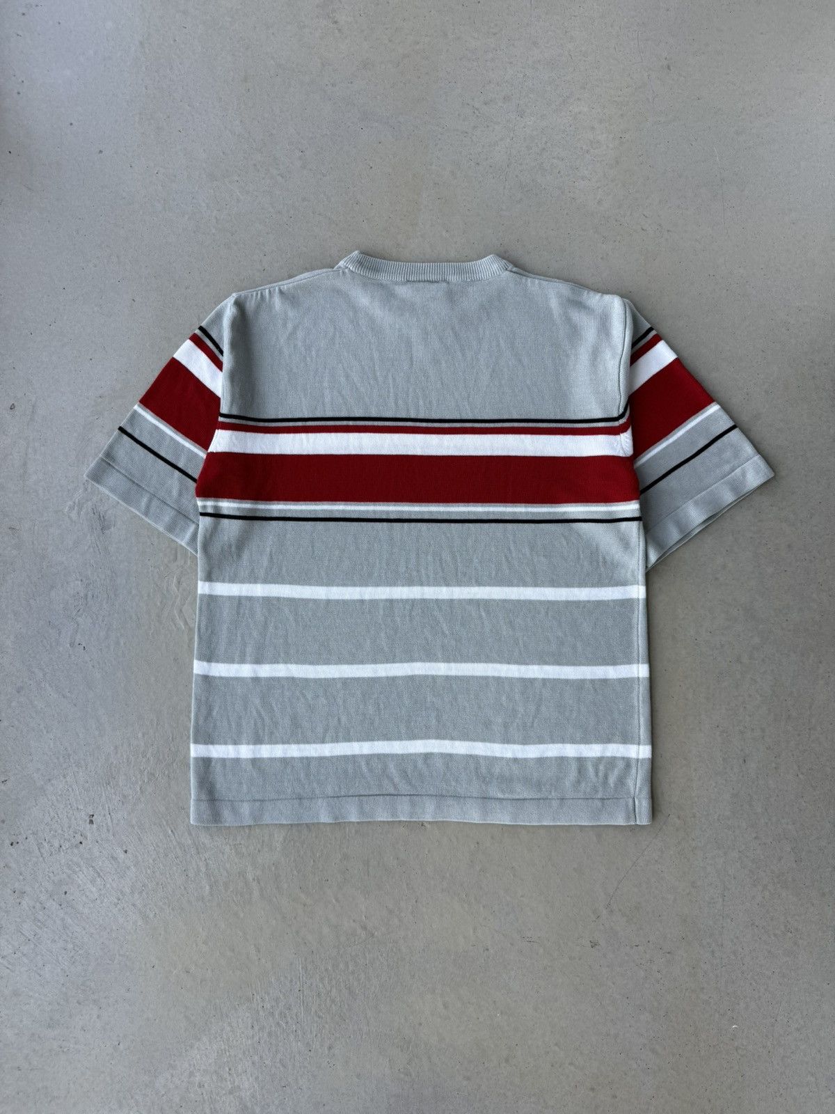 Southpole Vintage Southpole Grey & Red Striped Short Sleeve Sweater Size US M / EU 48-50 / 2 - 2 Thumbnail
