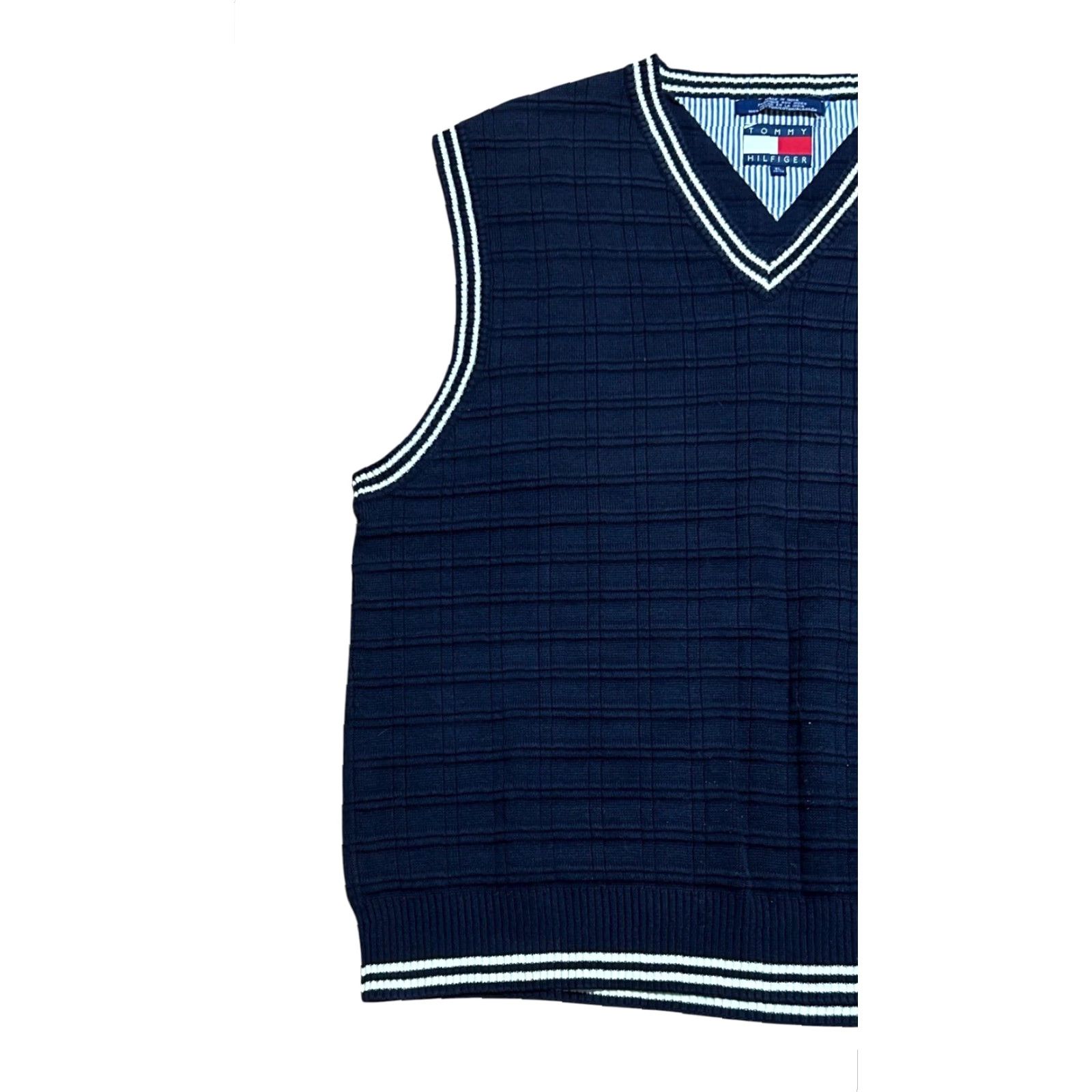 Tommy Hilfiger Tommy Hilfiger Vintage Y2K Navy Blue Sleeveless Sweater Vest Men XL Preppy Size US XL / EU 56 / 4 - 2 Thumbnail