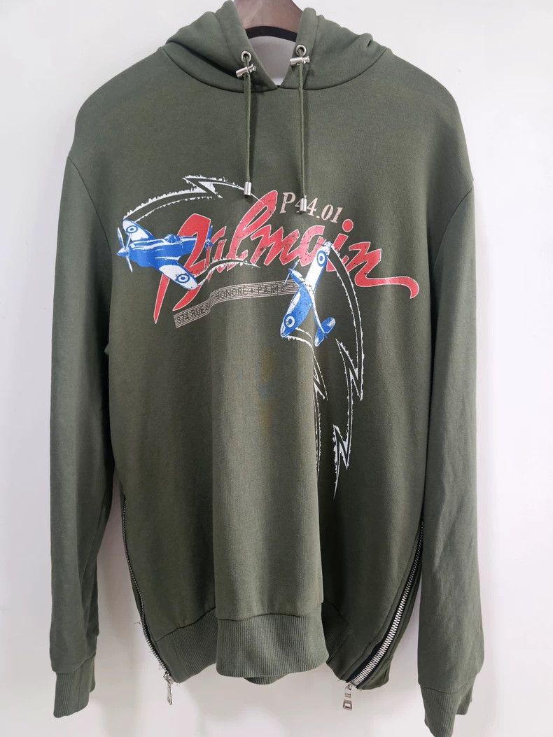 Balmain balmain green hooded sweatshirt with zipper-dmc Size US M / EU 48-50 / 2 - 1 Thumbnail