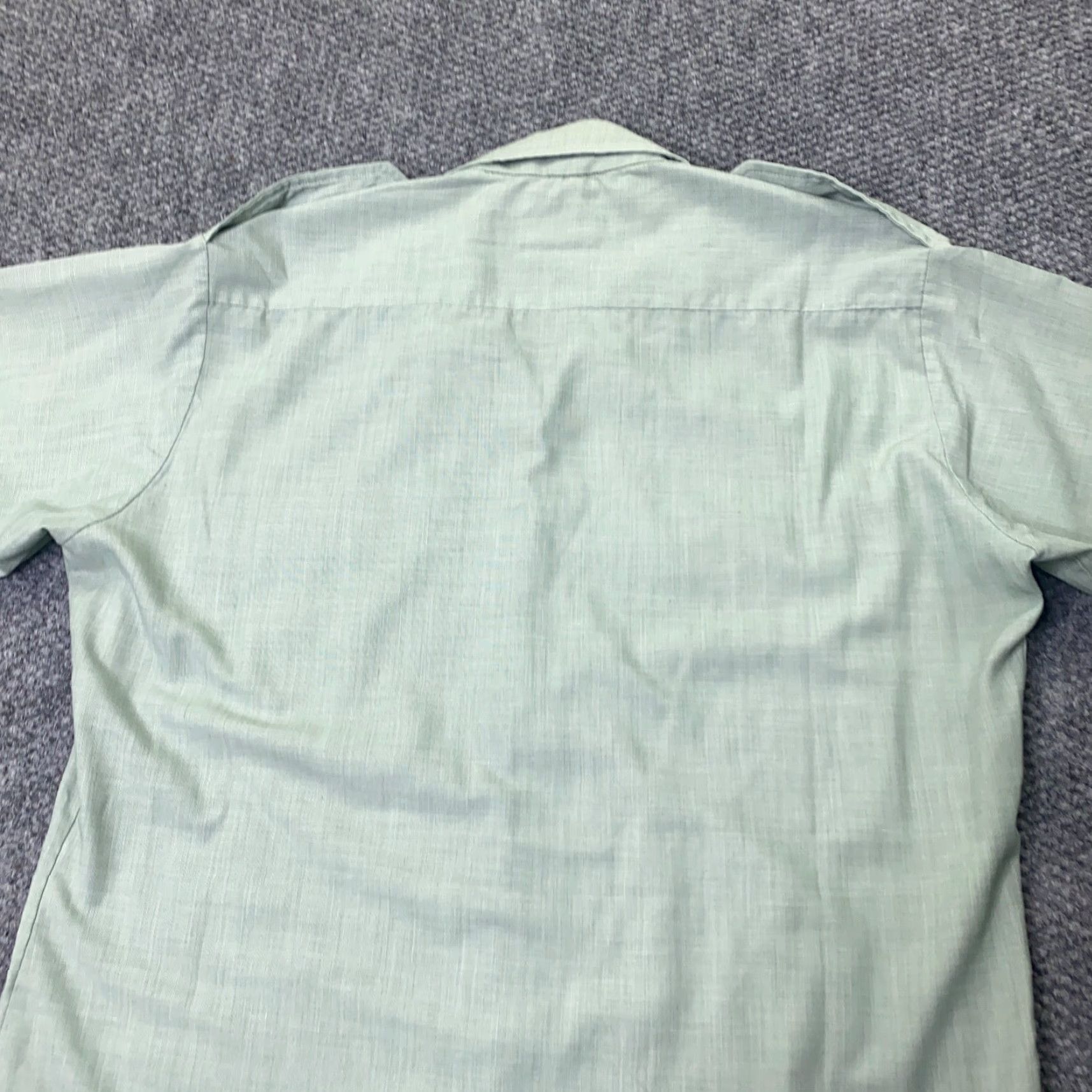 Vintage VTG Creighton Shirt Mens Button-Up Short Sleeve Collared Spread 60s 70s Green Cotton Polyester Regular Size US M / EU 48-50 / 2 - 6 Thumbnail