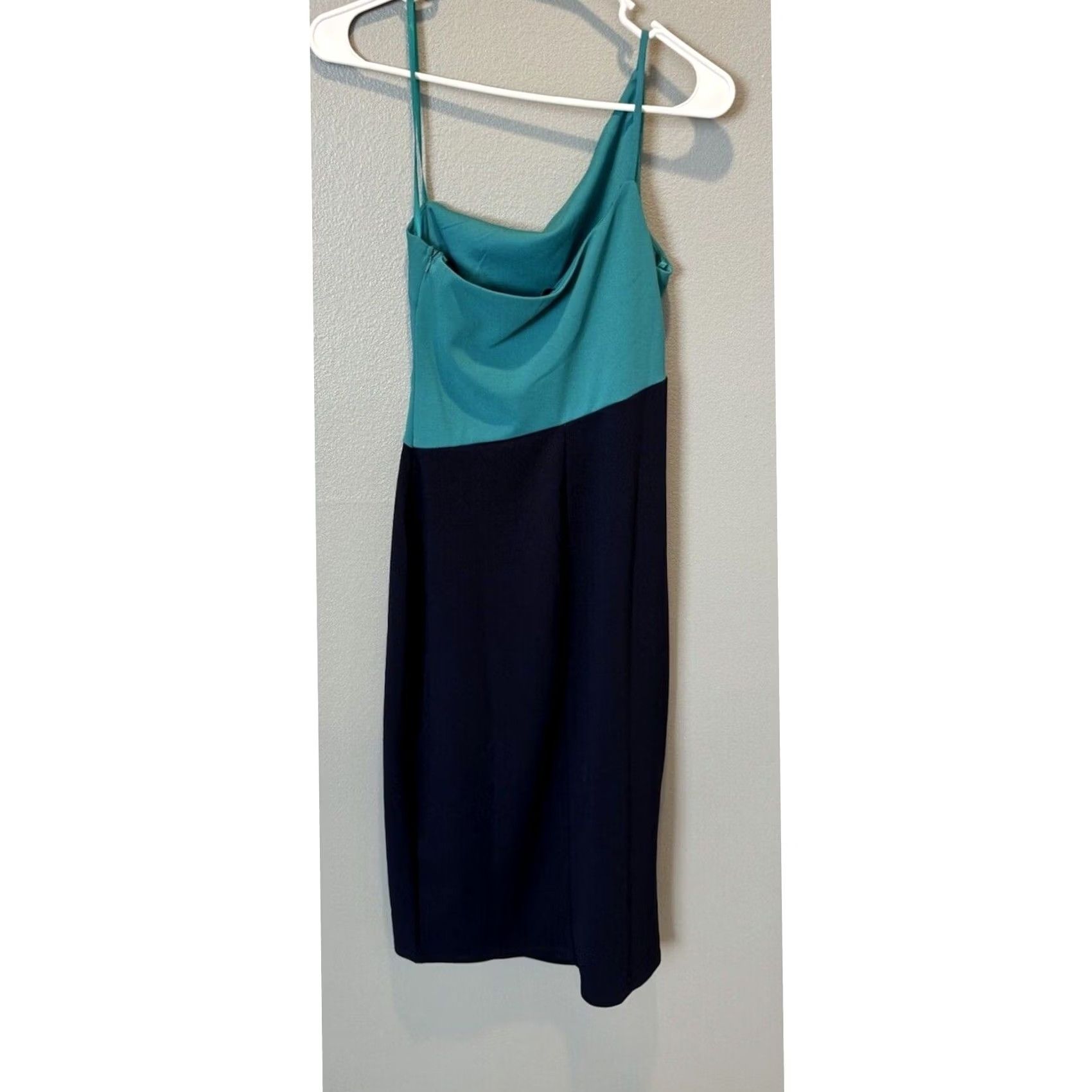 Vintage Crystal Sky Women's M One Shoulder Bodycon Dress Navy Size M / US 6-8 / IT 42-44 - 2 Thumbnail