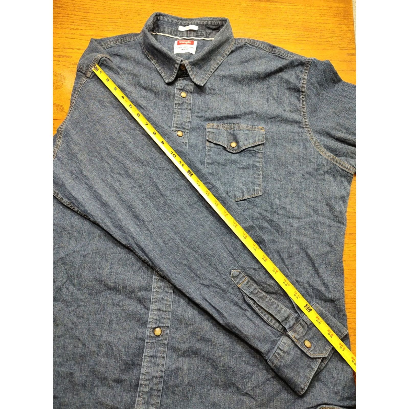 Wrangler VINTAGE Wrangler Shirt Mens 3XL Blue Denim Western Pearl Snap Long Sleeve Shirt Size US XXL / EU 58 / 5 - 7 Thumbnail