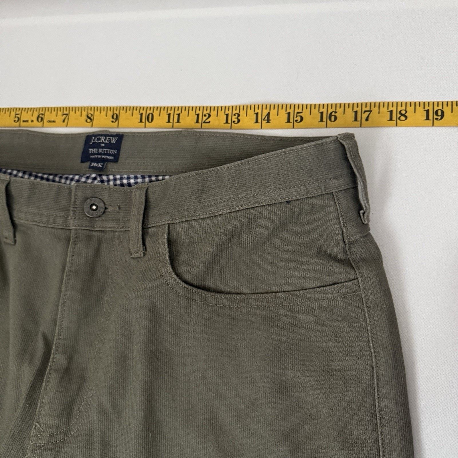 J.Crew J.Crew Sutton Olive Bedford Cord Gingham Flannel Lined Pants Size US 34 / EU 50 - 6 Thumbnail