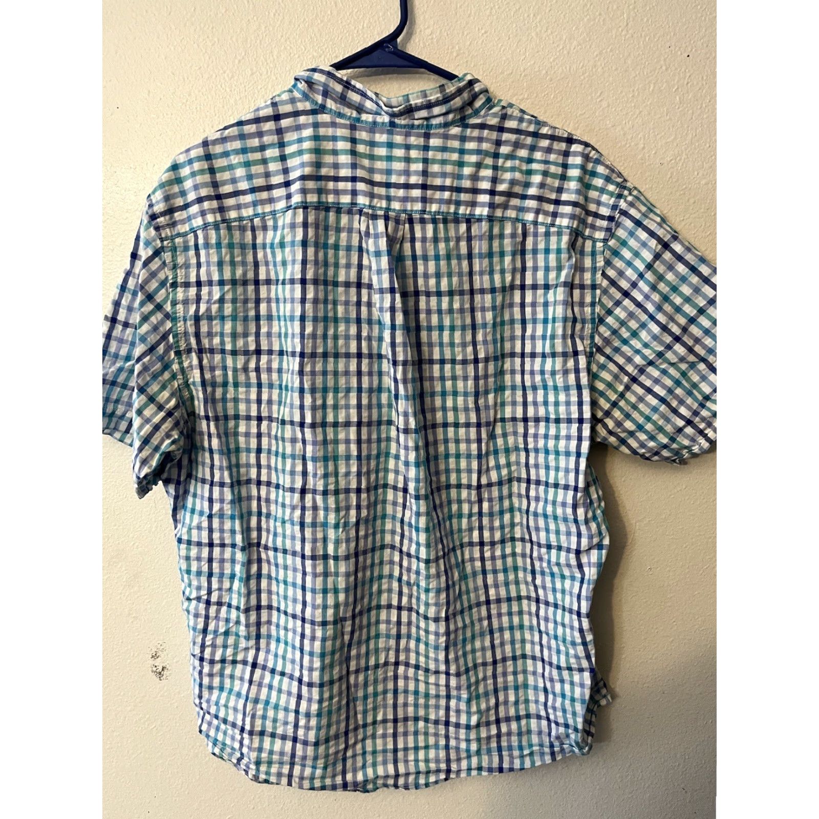 Lands' End VINTAGE Lands' End Button-Down Shirt Men Large Blue Gingham Short Sleeve 16.5" Plaid Casual Cotton Mens Size US L / EU 52-54 / 3 - 2 Thumbnail