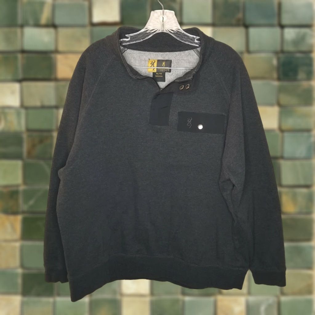 Vintage BROWNING Sweater Men XL Gray Long Sleeve Quarter Zip Pullover Mens Size US XL / EU 56 / 4 - 1 Thumbnail