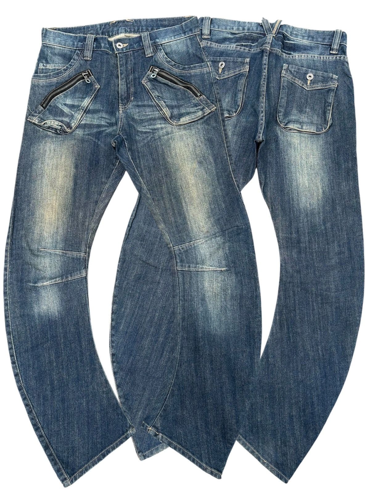 If Six Was Nine PPFM Japanese Punk Style Curve Cut Denim Jeans Size US 31 - 1 Thumbnail