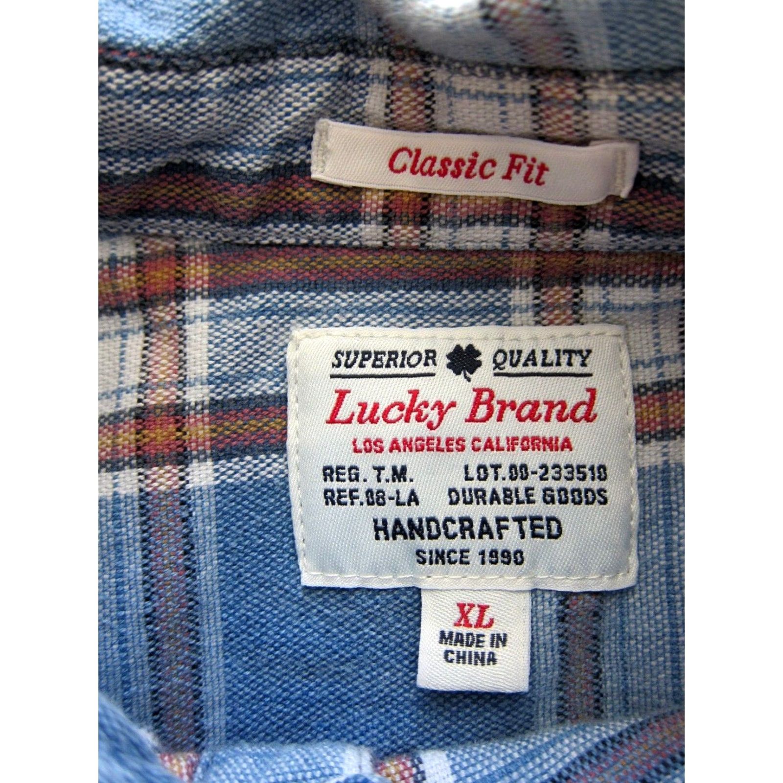 Lucky Brand Lucky Brand Classic Fit Blue Plaid Cotton Button Down Short Sleeve Shirt Men XL Size US XL / EU 56 / 4 - 4 Thumbnail