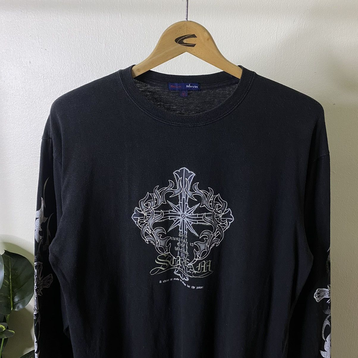 Affliction × If Six Was Nine × Japanese Brand Movin Chrome Heart Cross Style Nice Sleeves Detailing LS Tee Size US M / EU 48-50 / 2 - 2 Thumbnail