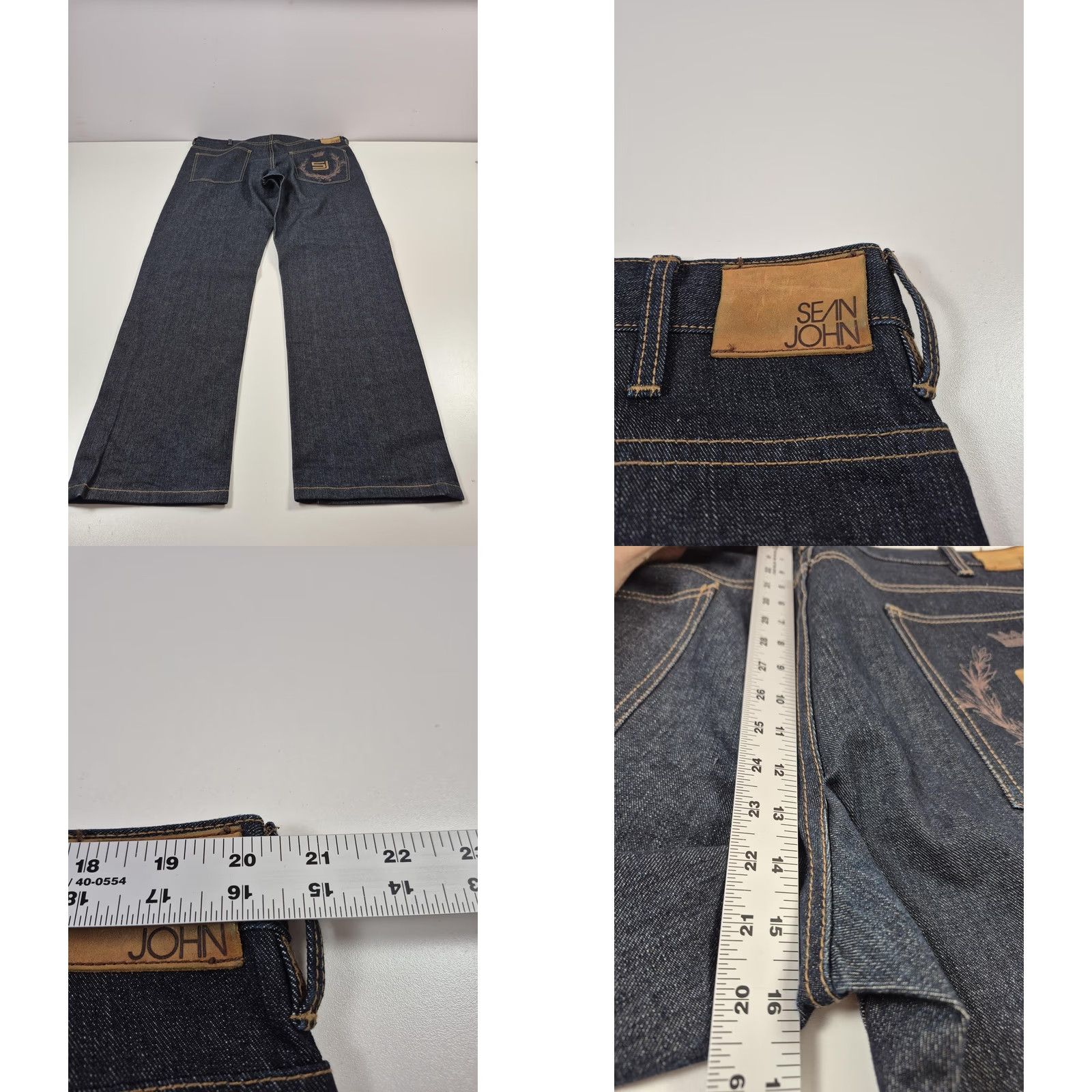 Sean John VTG Sean John Jeans Mens 38 Dark Blue Wide Leg Straight 5-Pocket Logo Zip Fly High Rise Y2K Costume 1990s Size US 38 / EU 54 - 8 Thumbnail