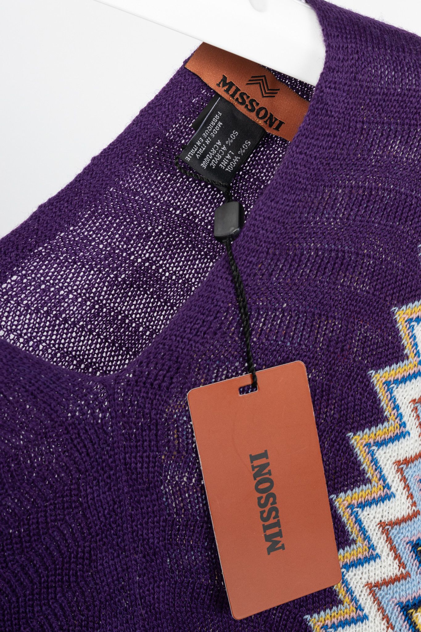 Missoni Missoni Purple Chevron Wool-Knit Fringe Poncho Size ONE SIZE - 4 Thumbnail