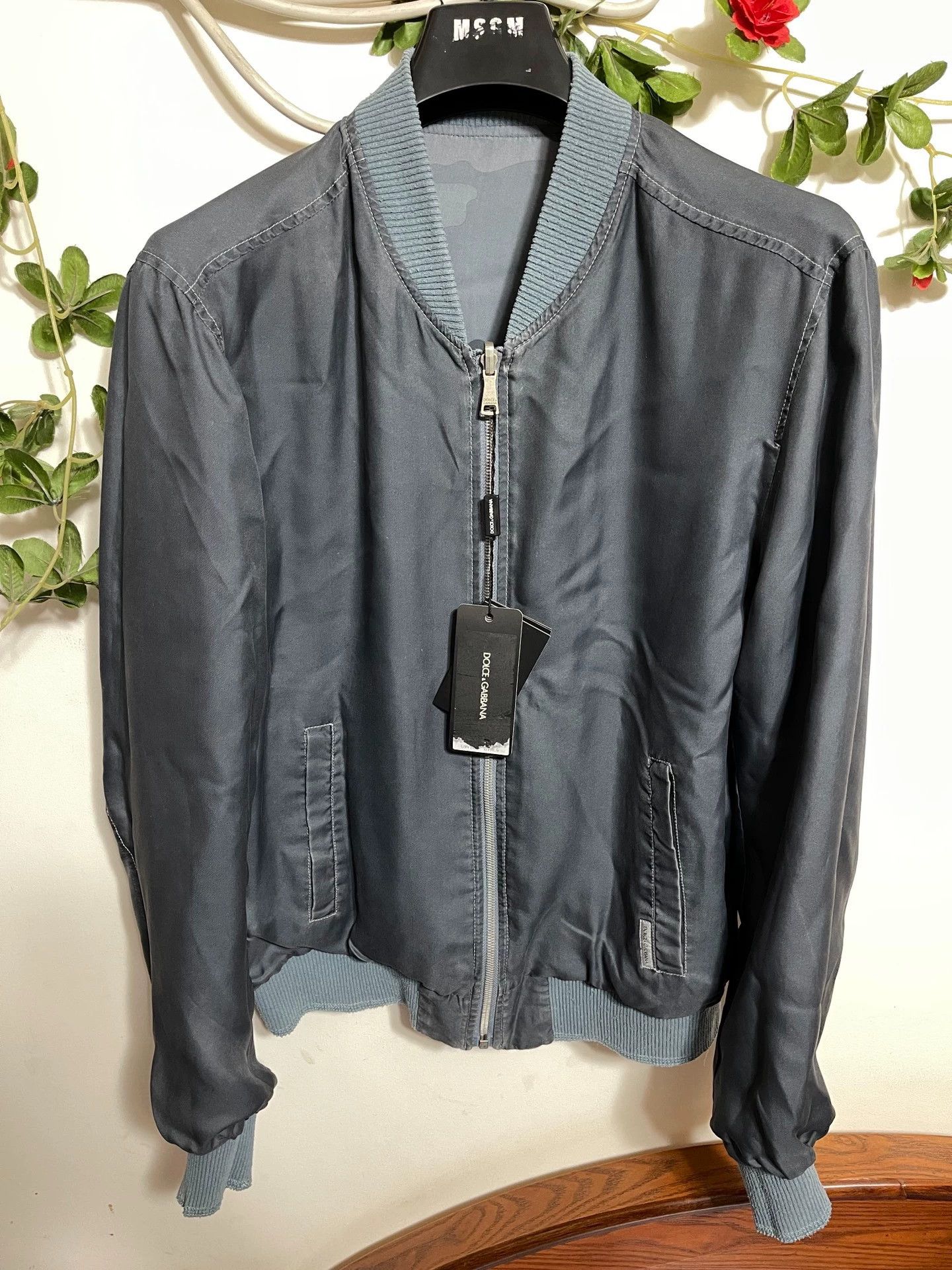 Dolce & Gabbana DG Double-Face Silk Distressed Camo/Plain Jacket 46 Size US S / EU 44-46 / 1 - 3 Thumbnail