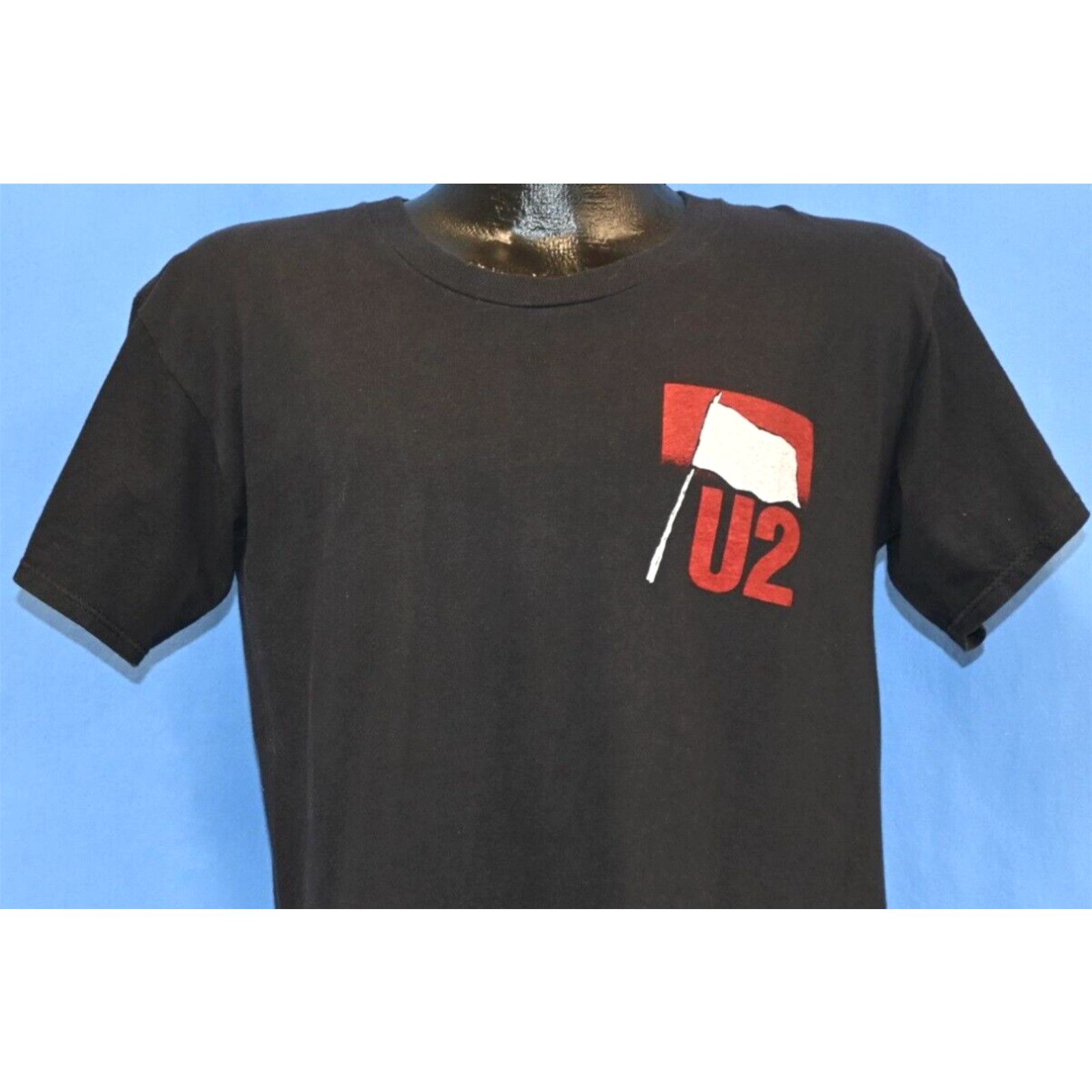image of Logo 7 Vintage 80's U2 War Concert Tour '82-'83 Flag Logo Rock Band T-Shirt Medium M in White, Men'