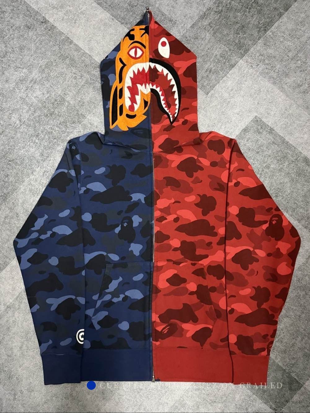 Bape Split Camo Shark Face Zip-Up Hoodie Size US XL / EU 56 / 4 - 1 Thumbnail