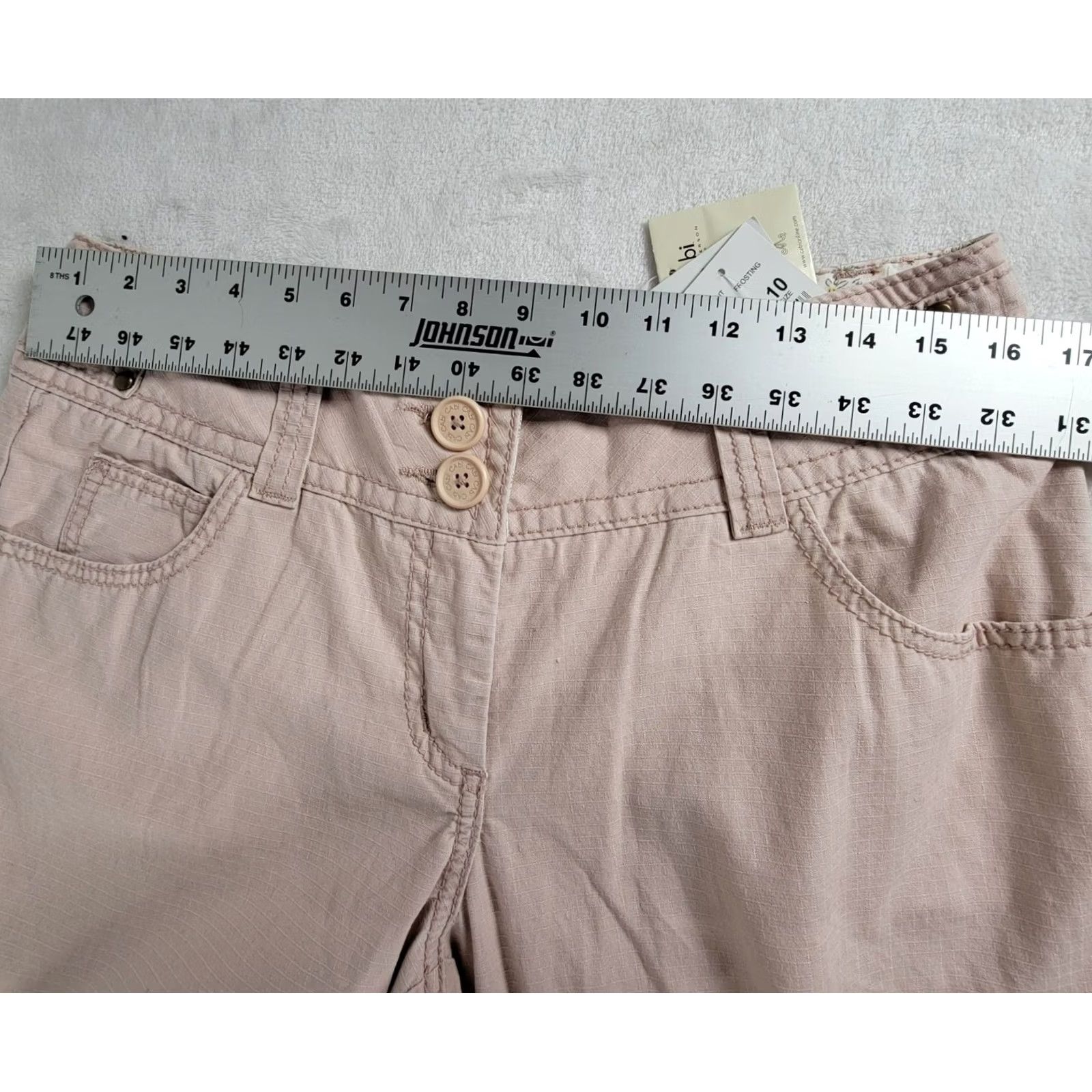 Vintage CAbi Womens Mid-Rise Cotton Cropped Cargo Pants 10 Beige Casual Size 32" / US 10 / IT 46 - 7 Thumbnail